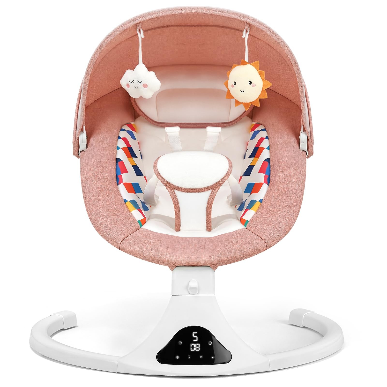 Baby Swings for Infants, Pink Infant Swing with 5 Speeds, 12 Soothing Melodie...