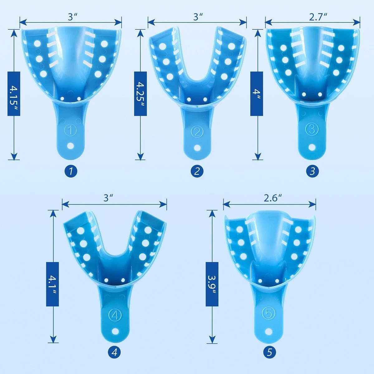 10 Pc/Set Dental Disposable Plastic Impression Trays Blue Plastic Denture
