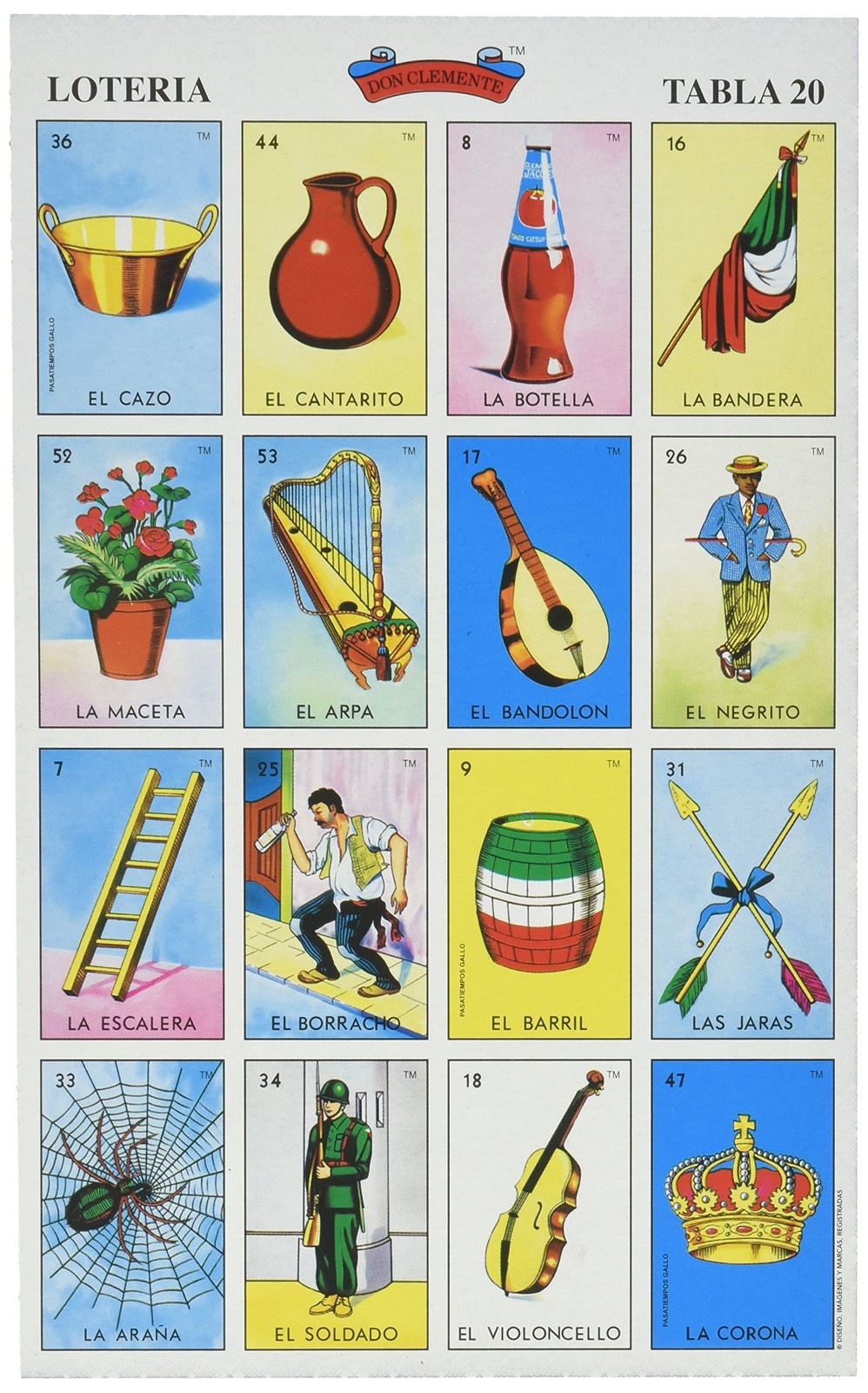 Don Clemente Autentica Loteria Mexican 5.5 inches x 9 x 0.7