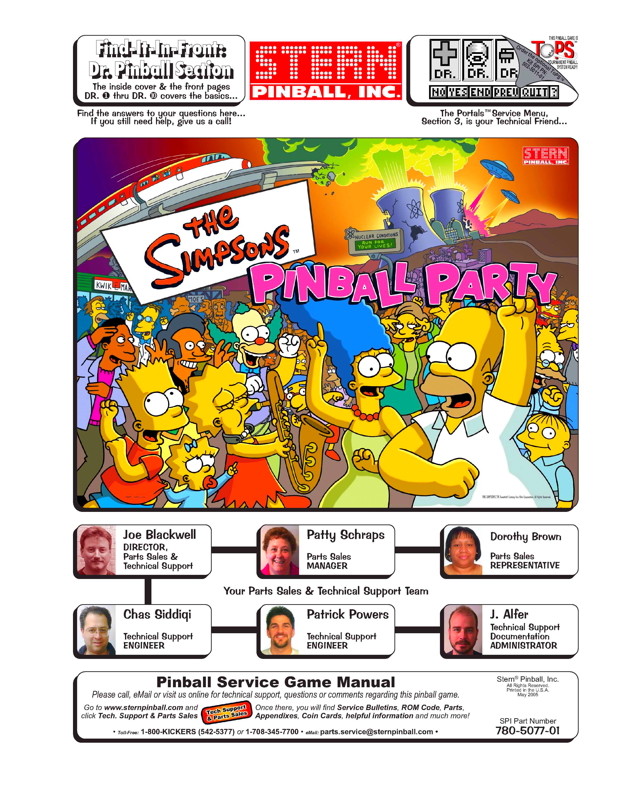 Simpsons Pinball Party*FULL COLOR*Service/Repair/Troubleshooting Manual STERN yD