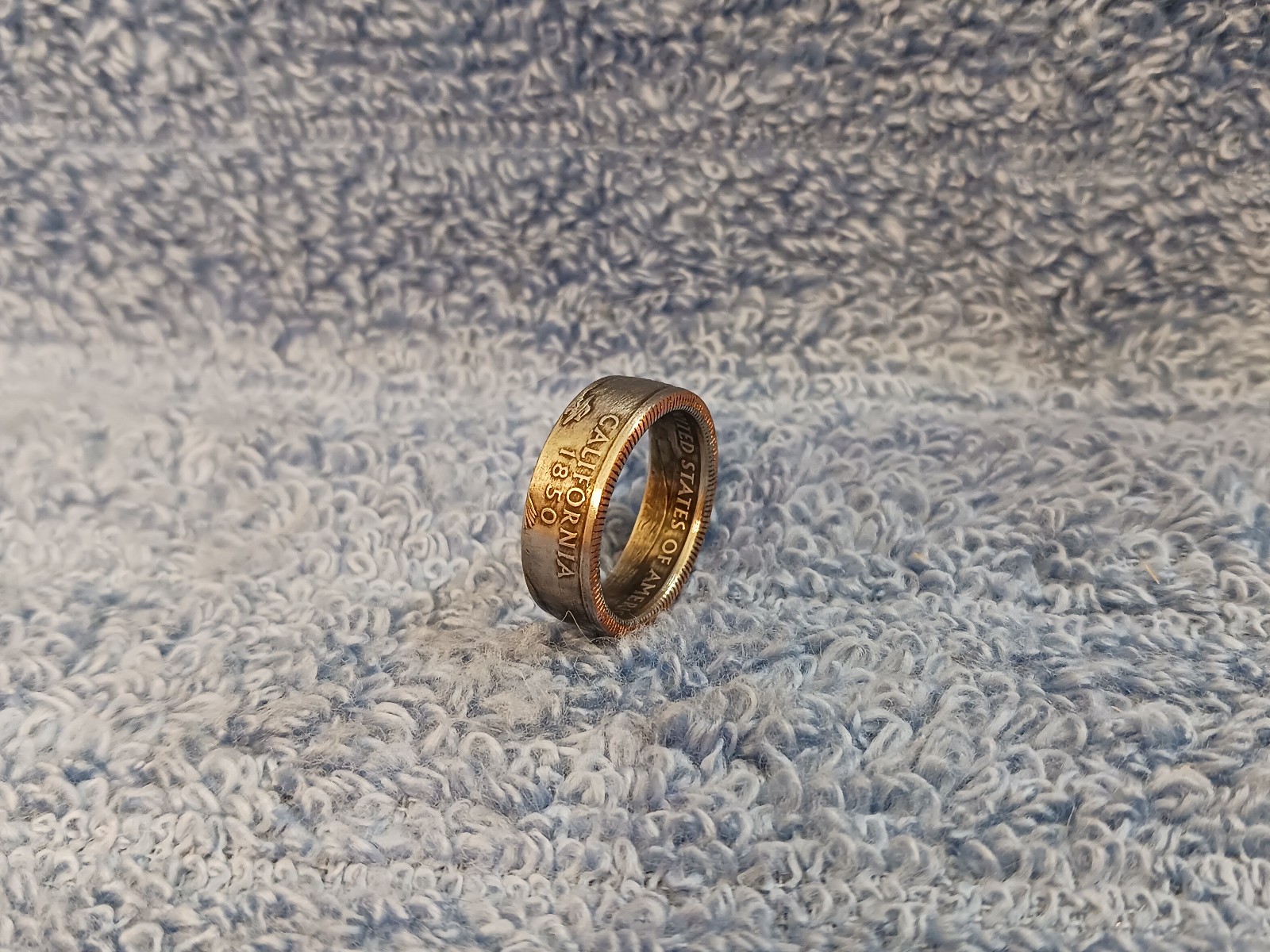California Handcrafted Washington Quarters coin ring, size 6-1/2  2005