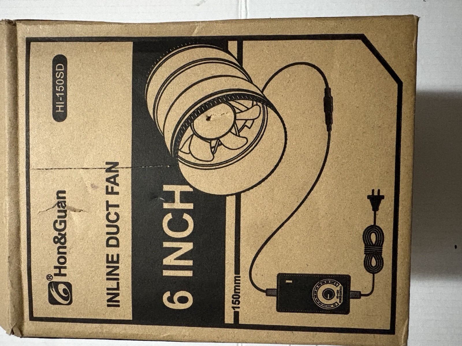 Hon&Guan HI-150SD 6” Inline Duct Booster Fan 345 CFM Speed Controller 19.2W