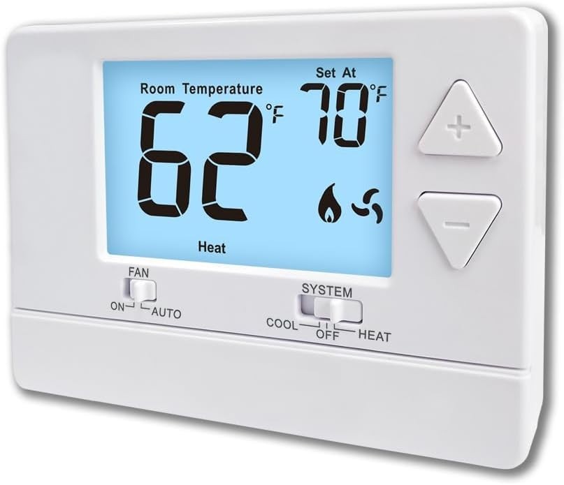 Non-Programmable Digital Thermostat with White Backlight - Energy Efficient