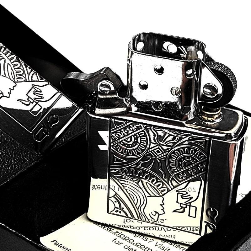 Zippo Playing Card Queen Windy Silver Sculpture Regular Lighter Japan