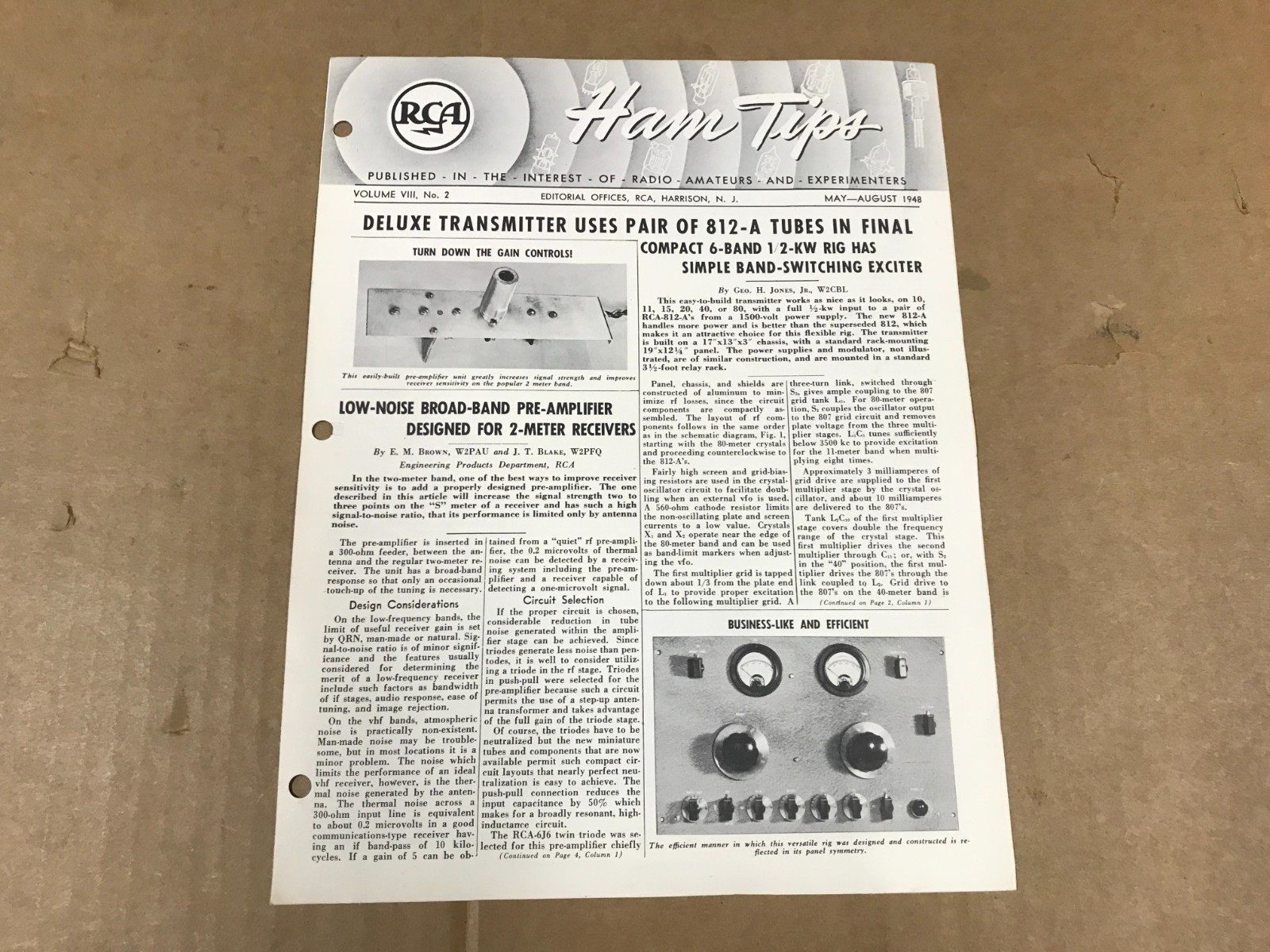 Vintage RCA Ham Tips Booklet - Vol. 8 No. 2 - May-August 1948