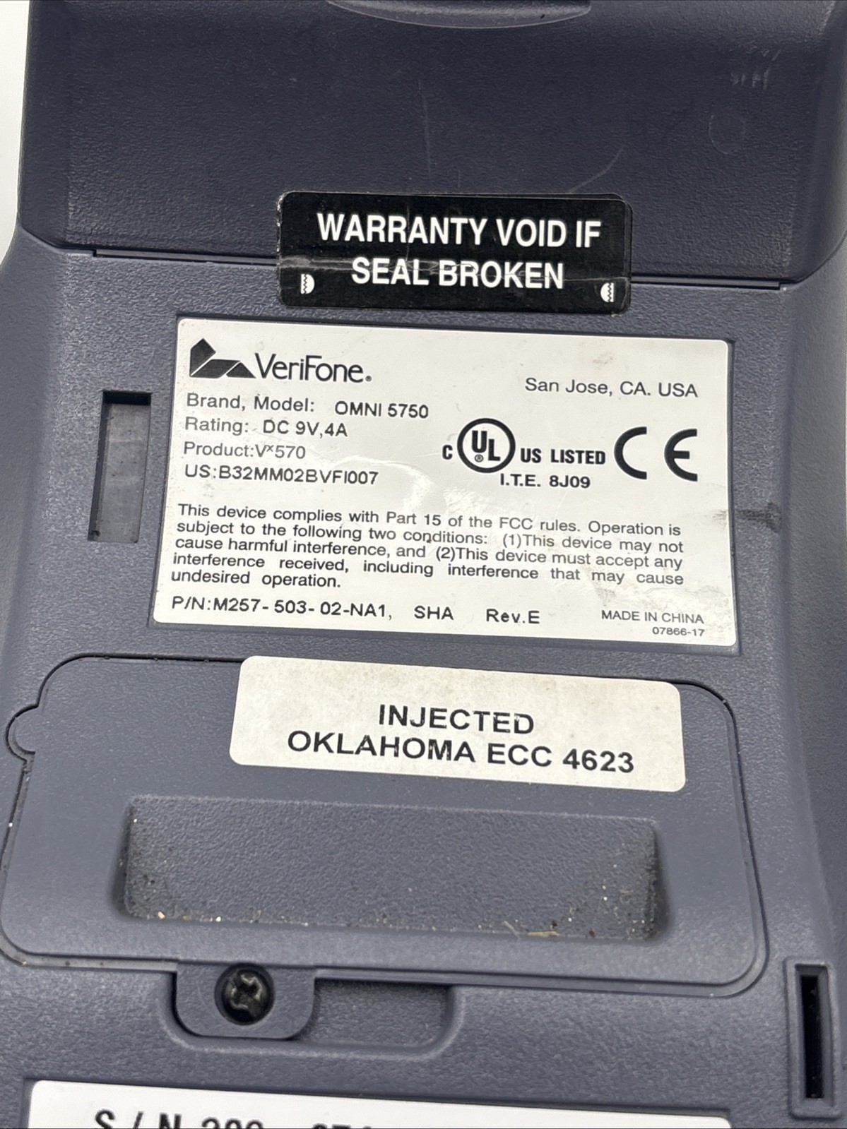 Verifone VX-570 OMNI 5750 Credit Card Machine with power supply