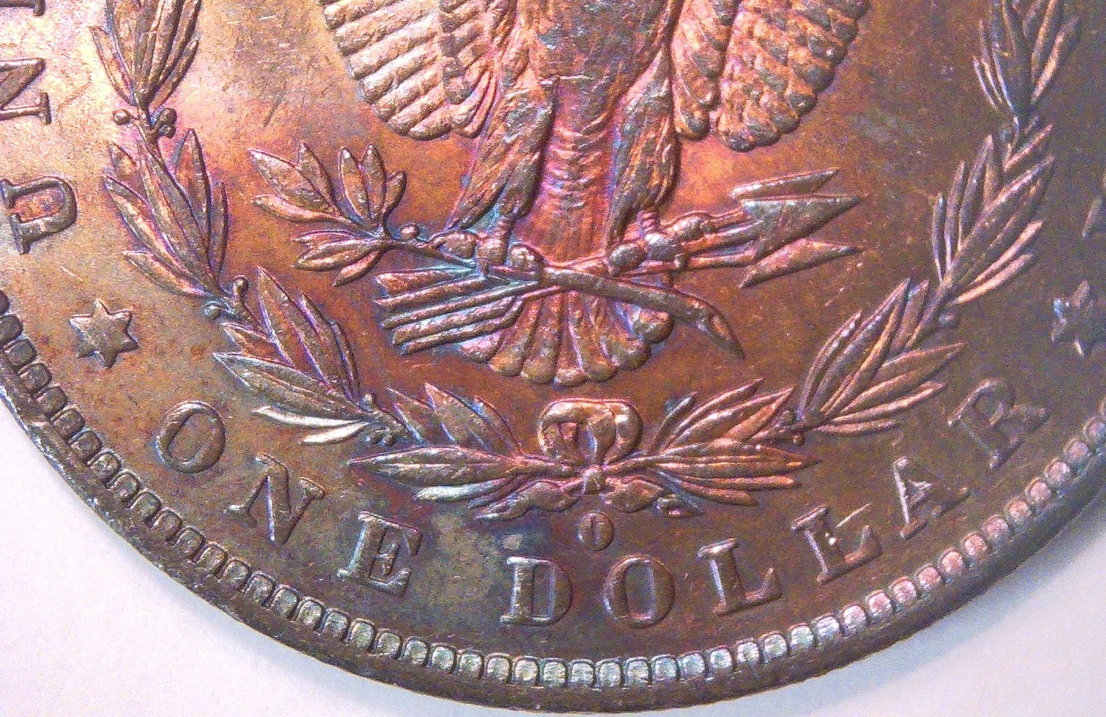 1884 O MORGAN SILVER DOLLAR BU RAINBOW DOUBLE SIDE TONED UNCIRCULATED GEM