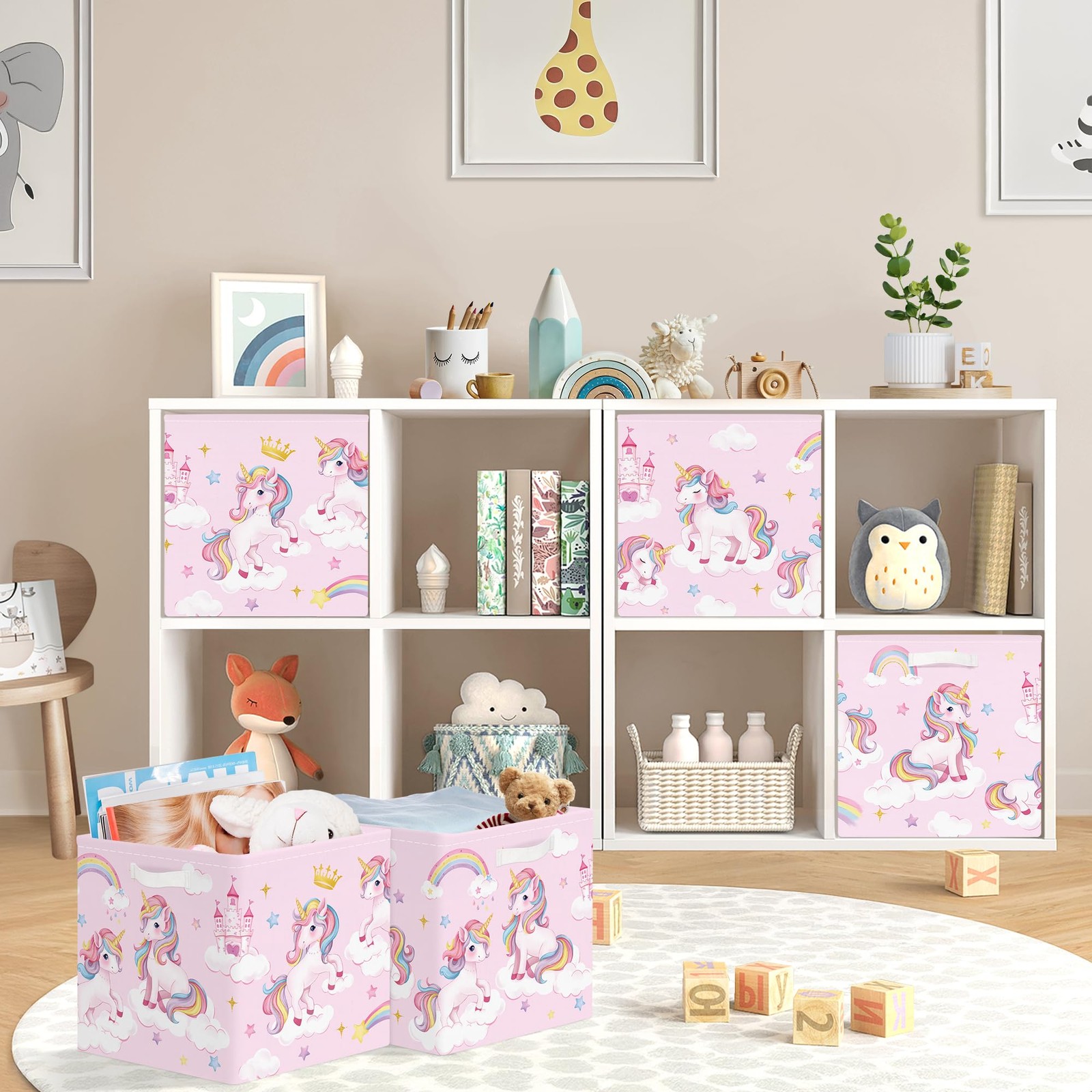 11.8" Unicorn Rainbow Cube Storage Organizer Set 3Pcs Cloud Star Cube Storage...