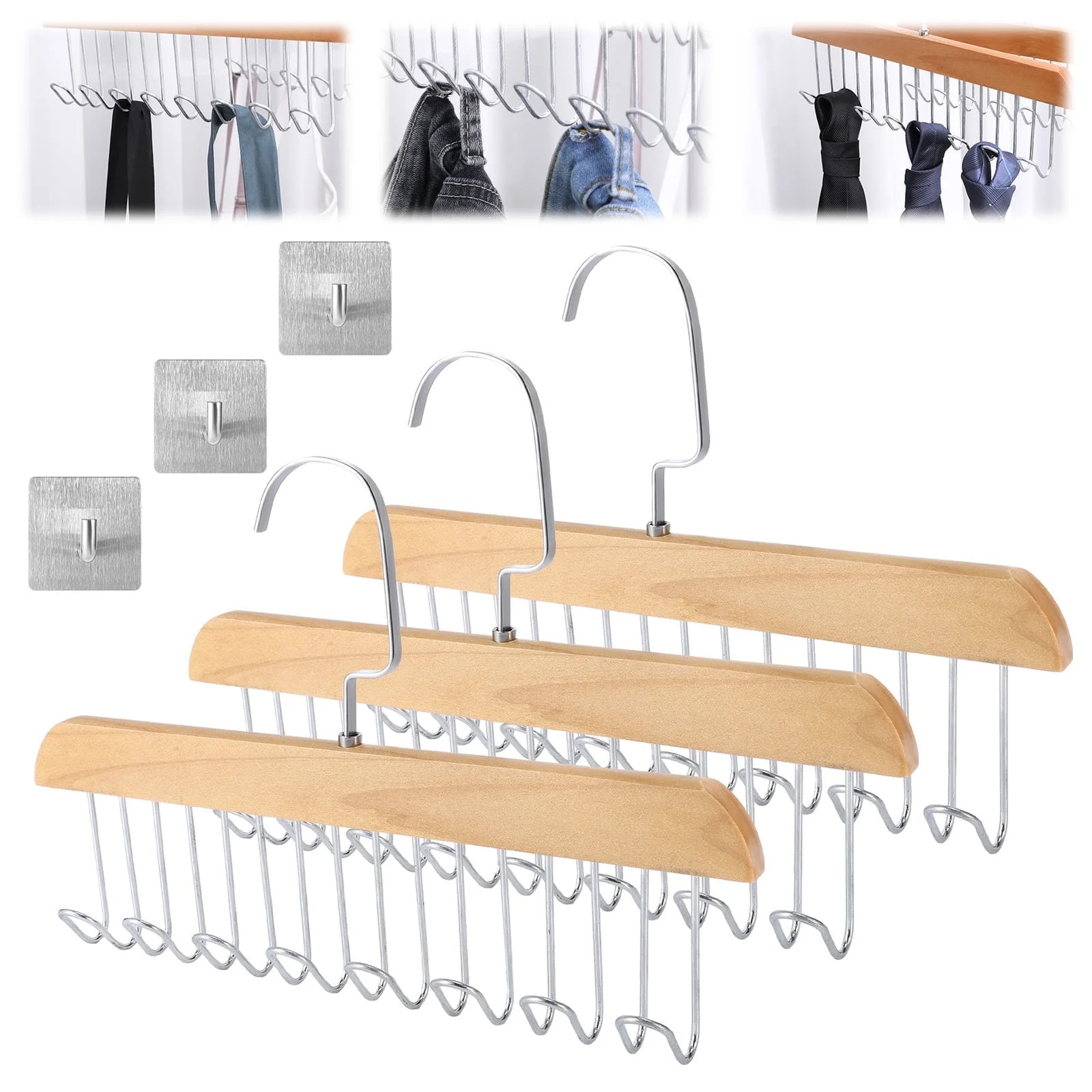 3 Pack Belt and Bra Hangers with Hooks,Space Saving Bra Hangers for Closet and L