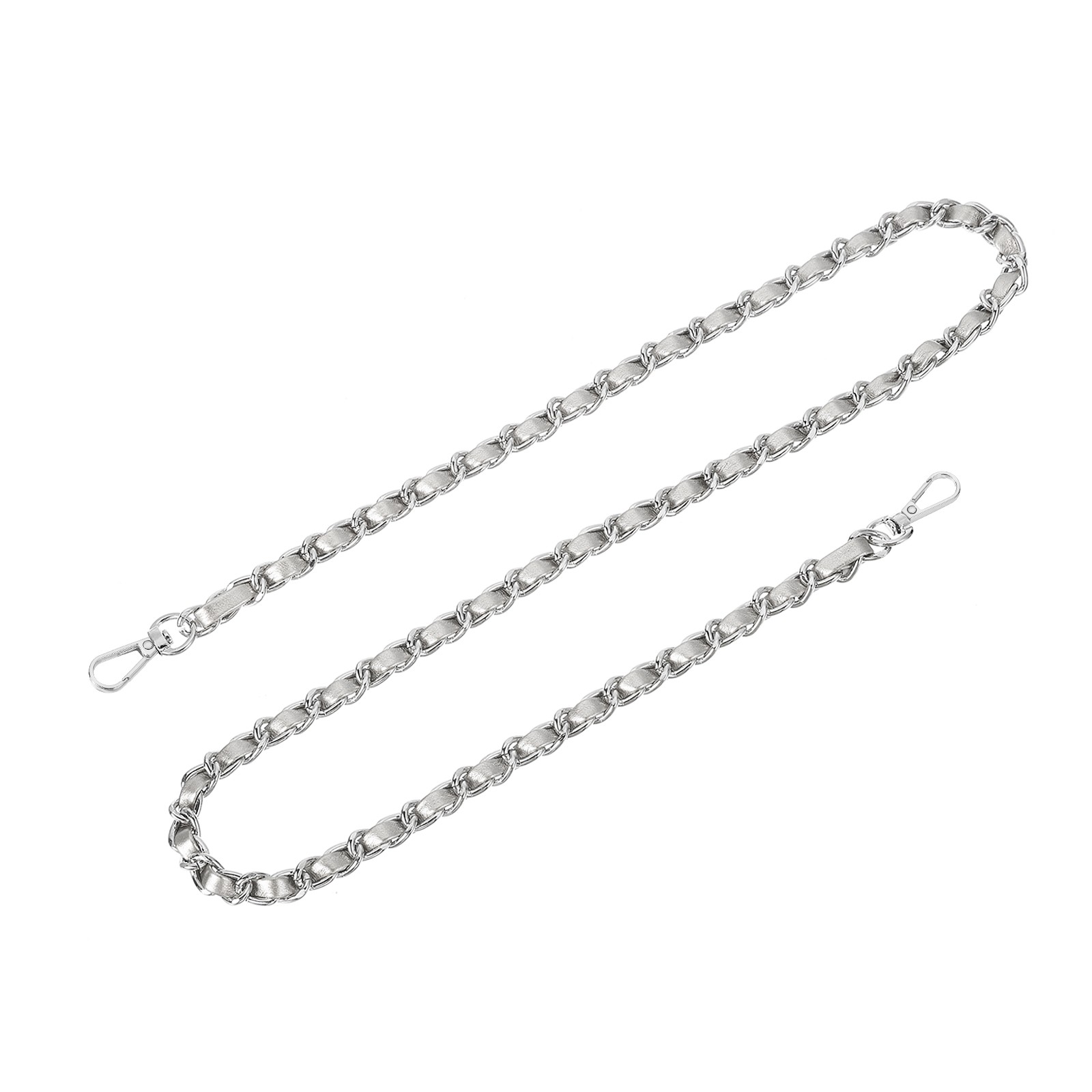 Purse Strap, 32" Leather for Shoulder Strap (Silver, Silver)