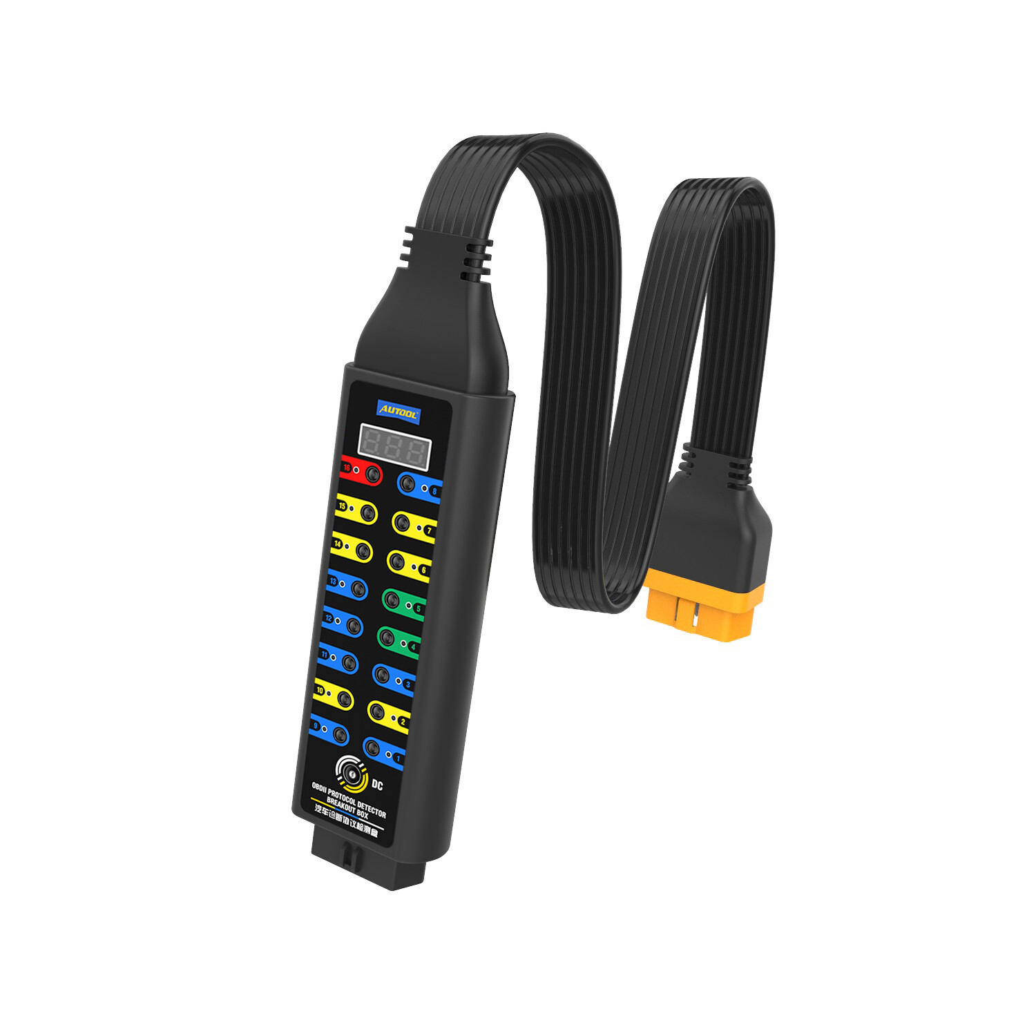 OBD2 Breakout Box Auto OBDII Protocol Detector LCD Display 16 Pin CAN Bus Test