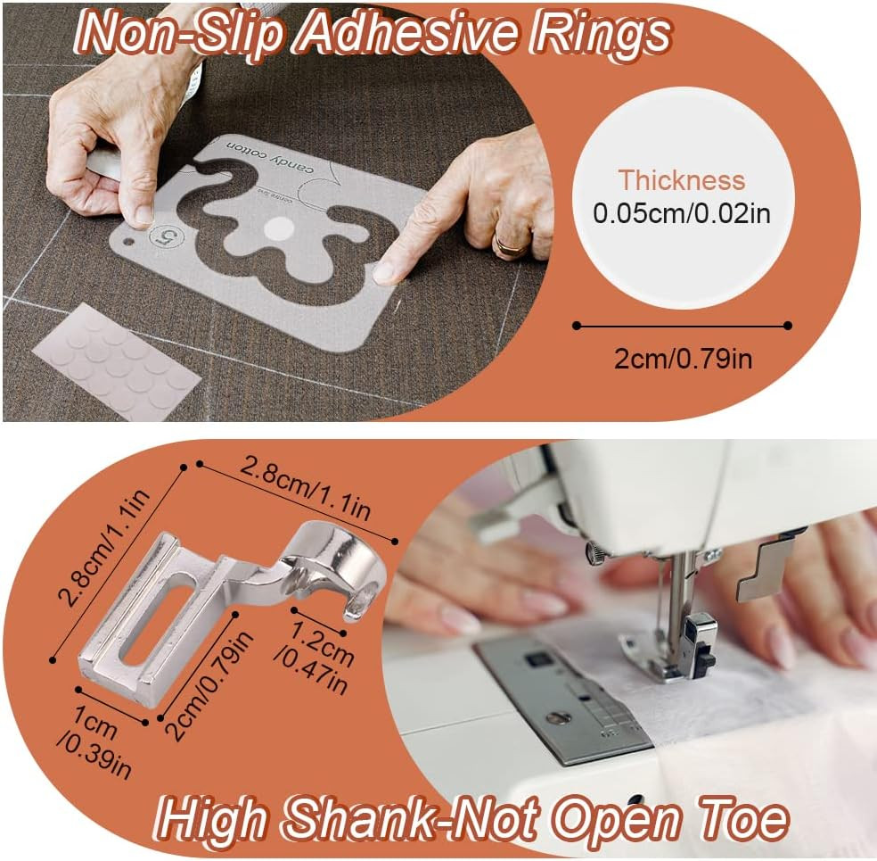 14 Pcs Free Motion Quilting Template Set Includes 11 Quilting Templates 3Mm, Hig