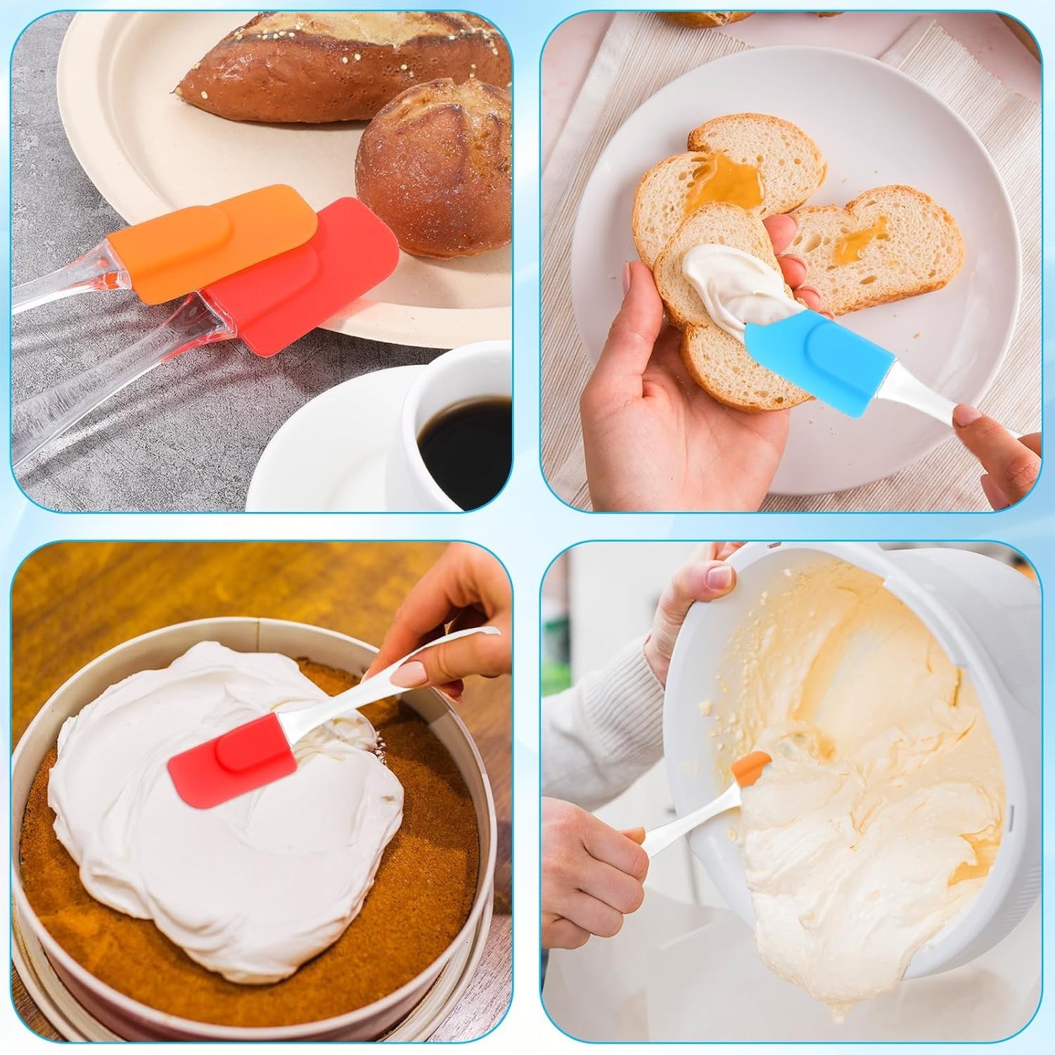 Small Silicone Spatula 6 Pack Heat Resistant Mini Rubber Scraper Kitchen Tool fo