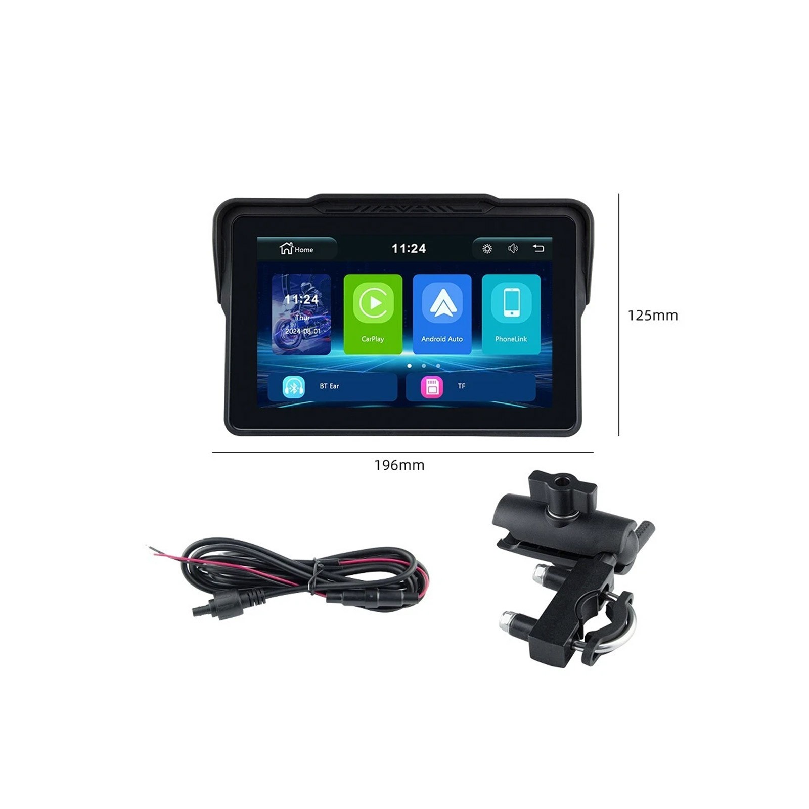 7 inch Motorcycle Android Auto Wireless IPS Touch Screen Carplay + Camera +TPMS
