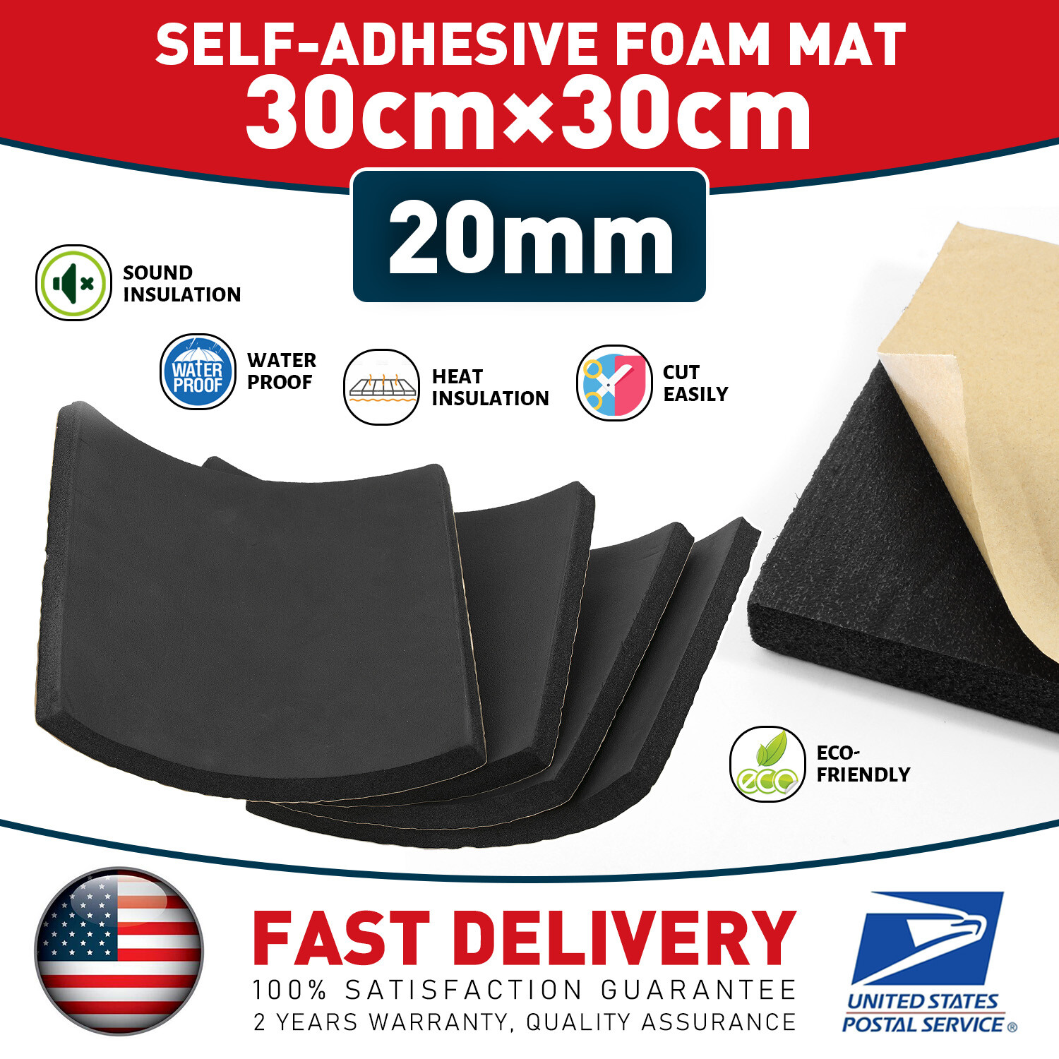 4Sheets 12"x12" Self Adhesive Rubber Padding Neoprene Sponge Rubber Mat Padding
