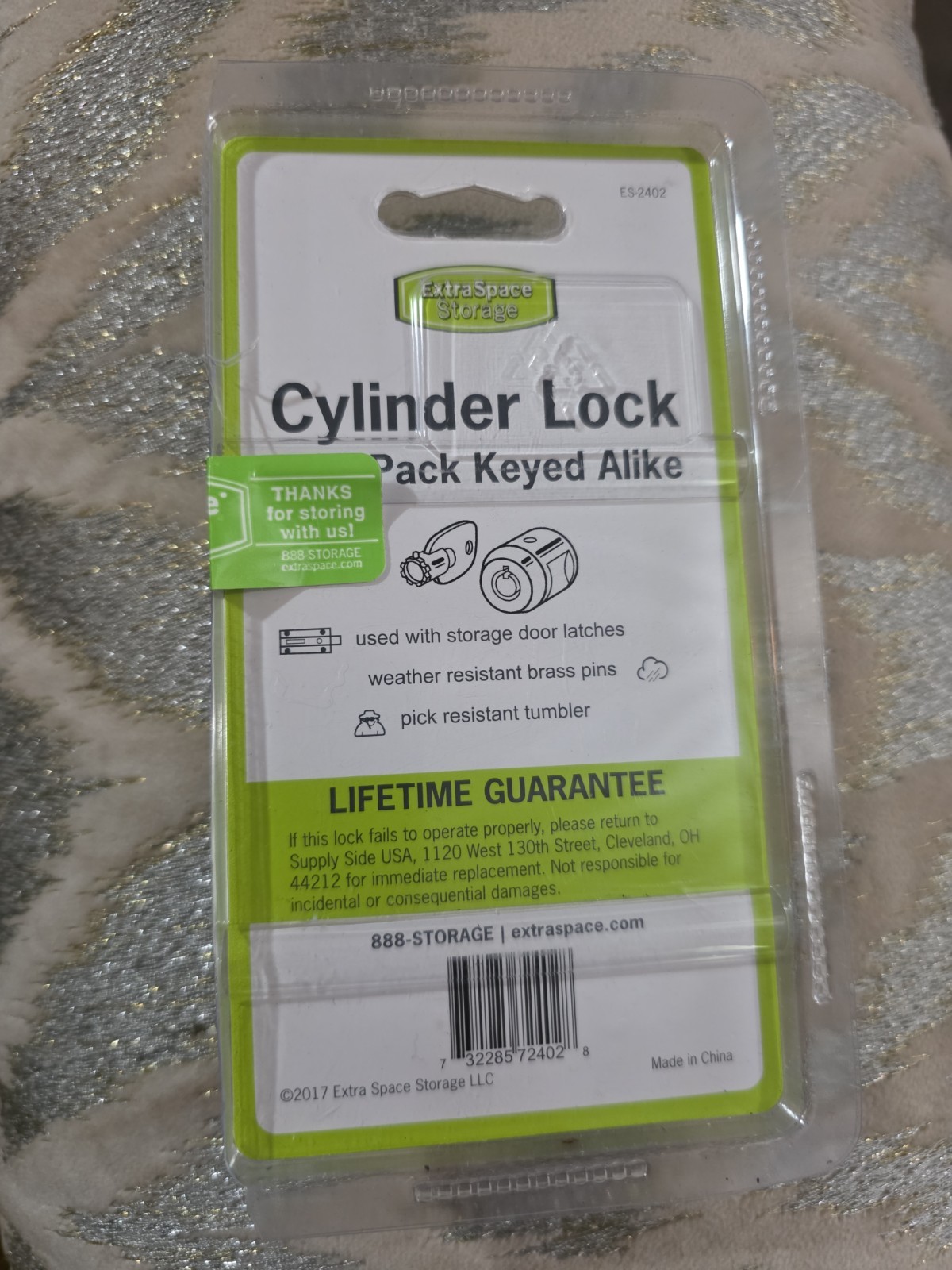 Extra Space Storage ES-2401 Cylinder Lock Twin Pack Keyed Alike 2 Locks Keys