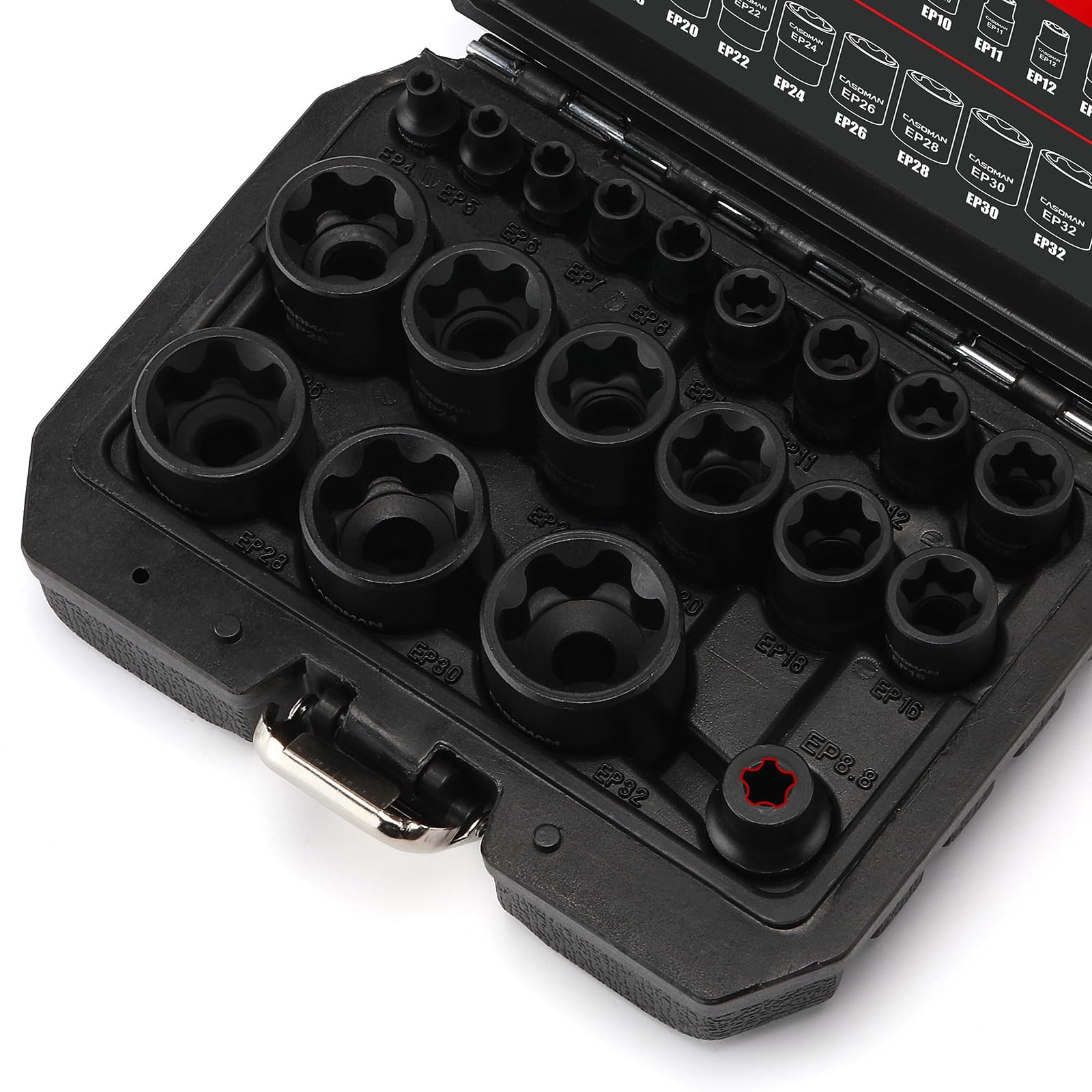 CASOMAN 19PCS External Torx Plus Socket Set, 6 & 5 Point EP Sockets
