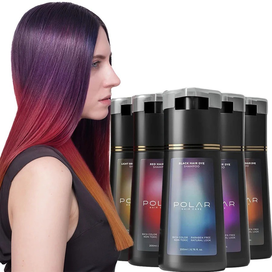 Polar Hair Instant Dye Shampoo, Hair Color Shampoo for Hair Natural Color 200ml