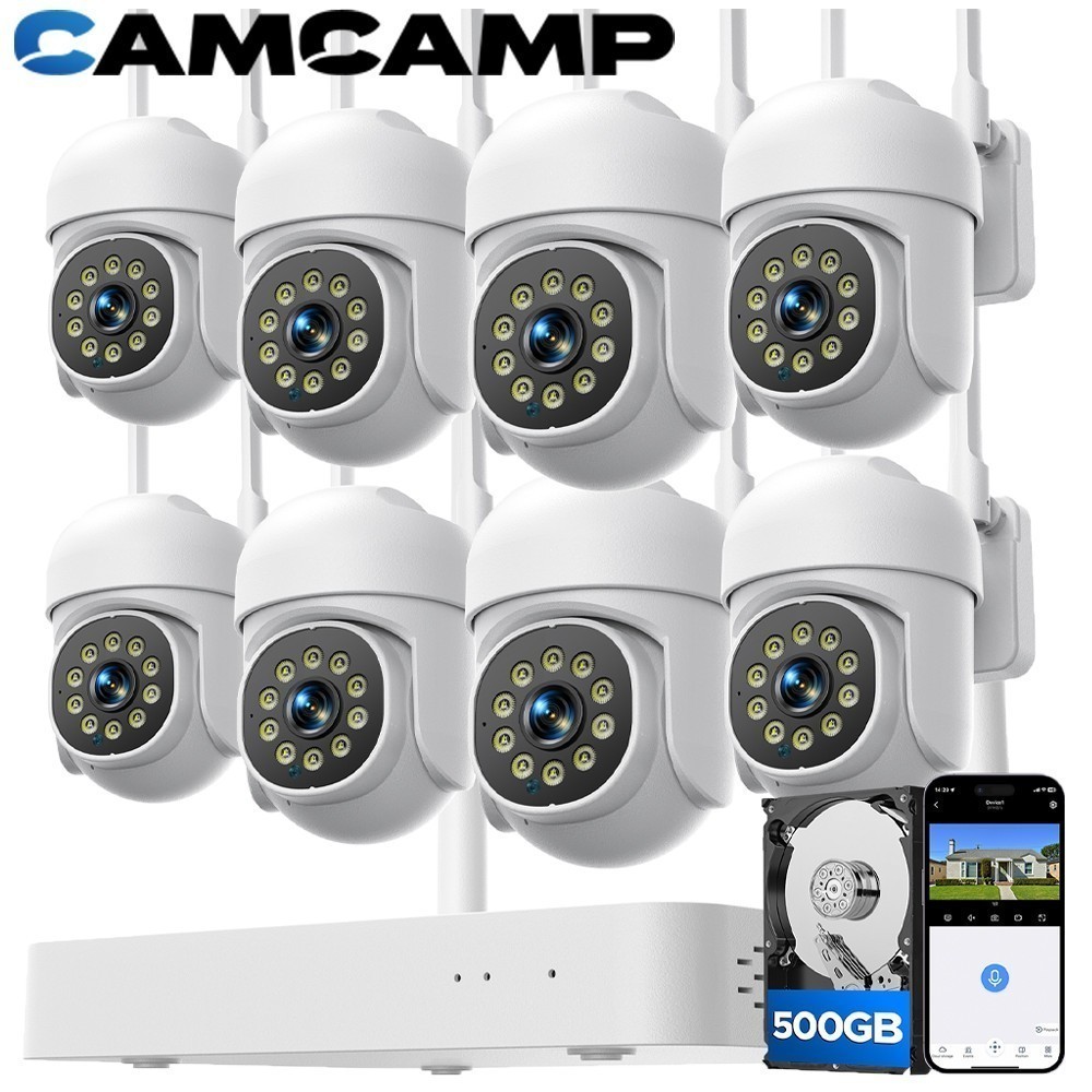 Wireless Security Camera System with 10CH 4K NVR 500GB HDD 8Pc 2MP WiFi Cameras