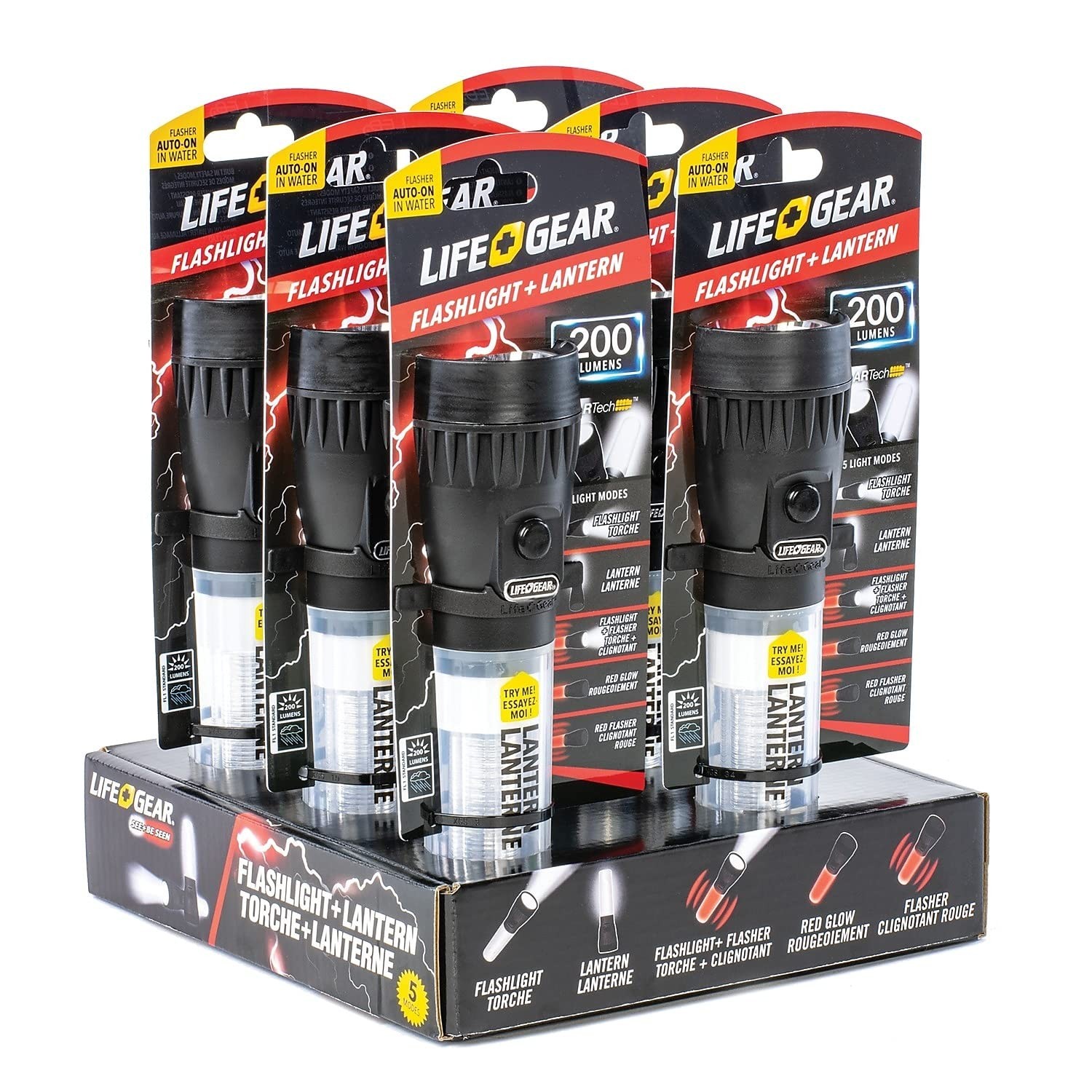 Life+Gear AR-TECH Stormproof Floating Flashlight + Lantern, Black ,200 Lumens