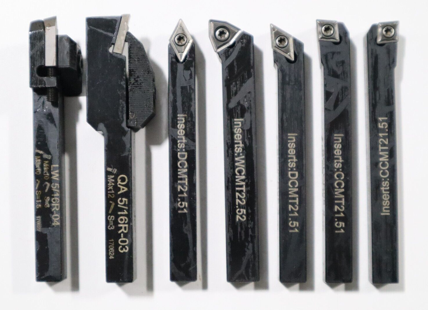 7 PC SET,  5/16" INDEXABLE TURNING TOOLS W/ CARBIDE INSERTS INSTALLED     L188