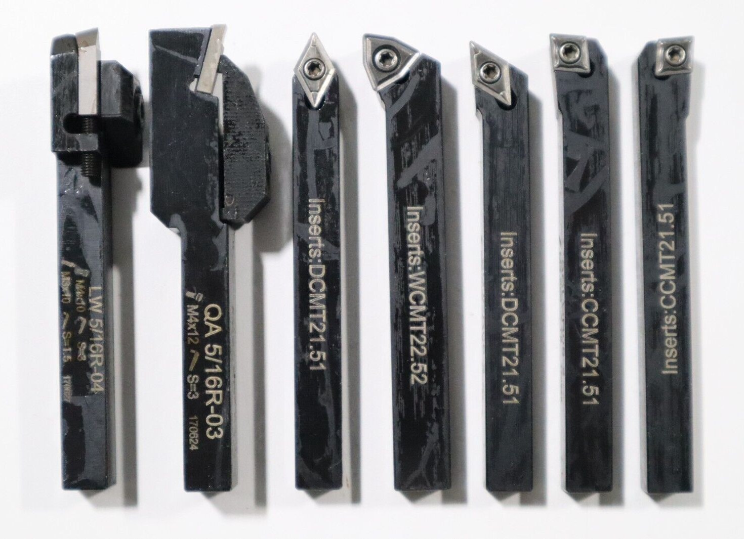 7 PC SET, 5/16" INDEXABLE TURNING TOOLS W/ CARBIDE INSERTS INSTALLED L188