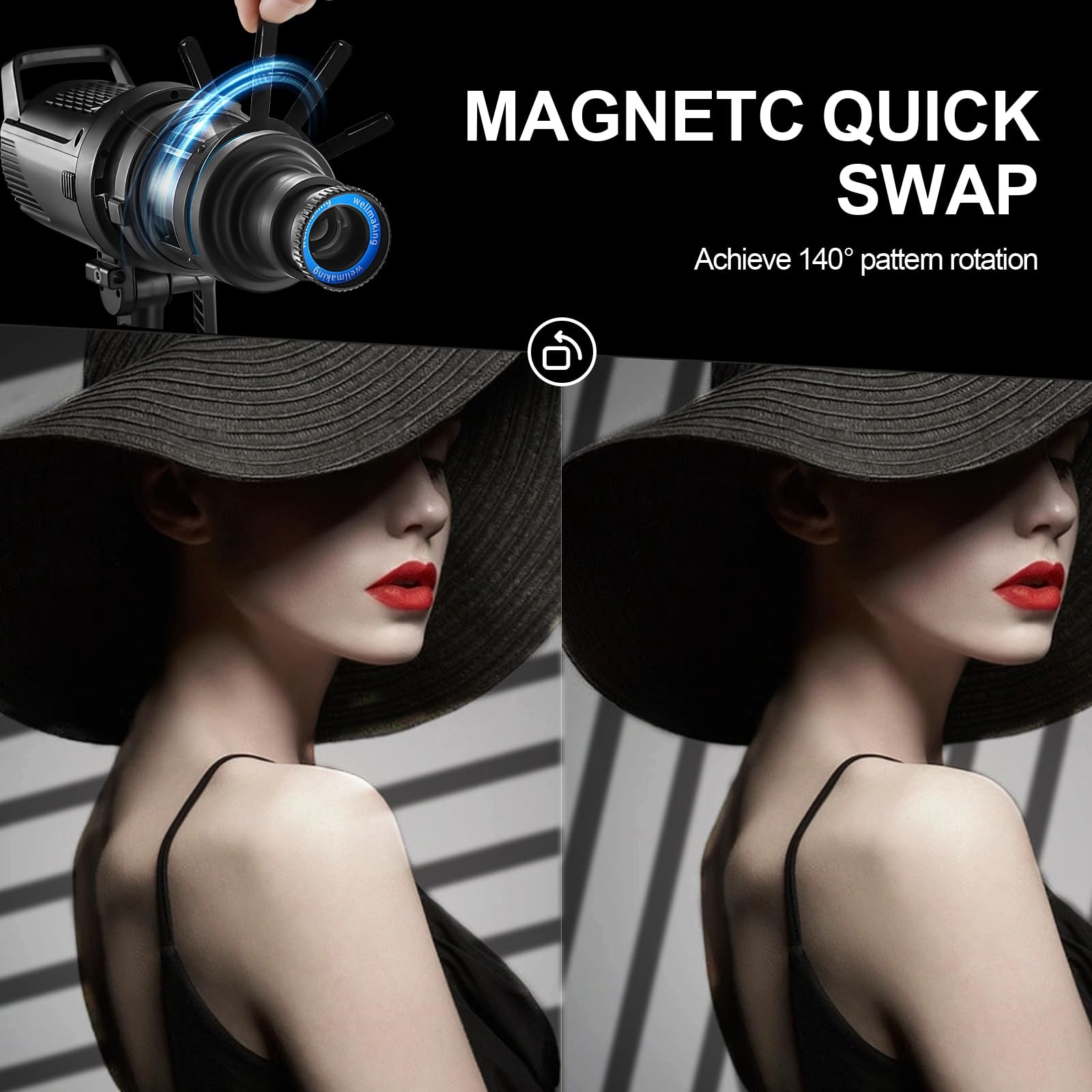 WELLMAKING S-80LED Bowens Mount Optical Snoot Designed Exclusively for Black