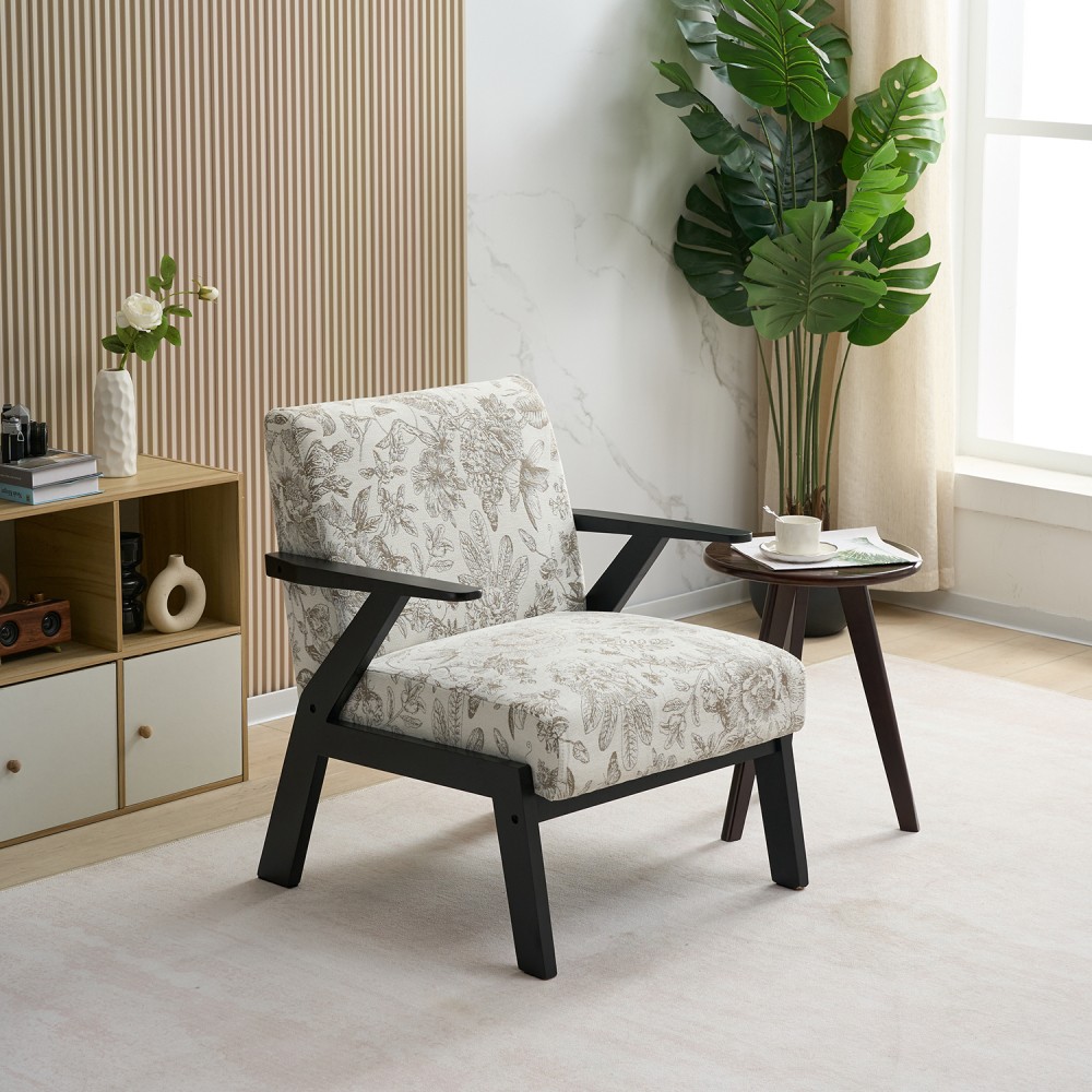 Mid-Century Modern Lounge Armchair w/ Seat Cushion for Living Room & Study