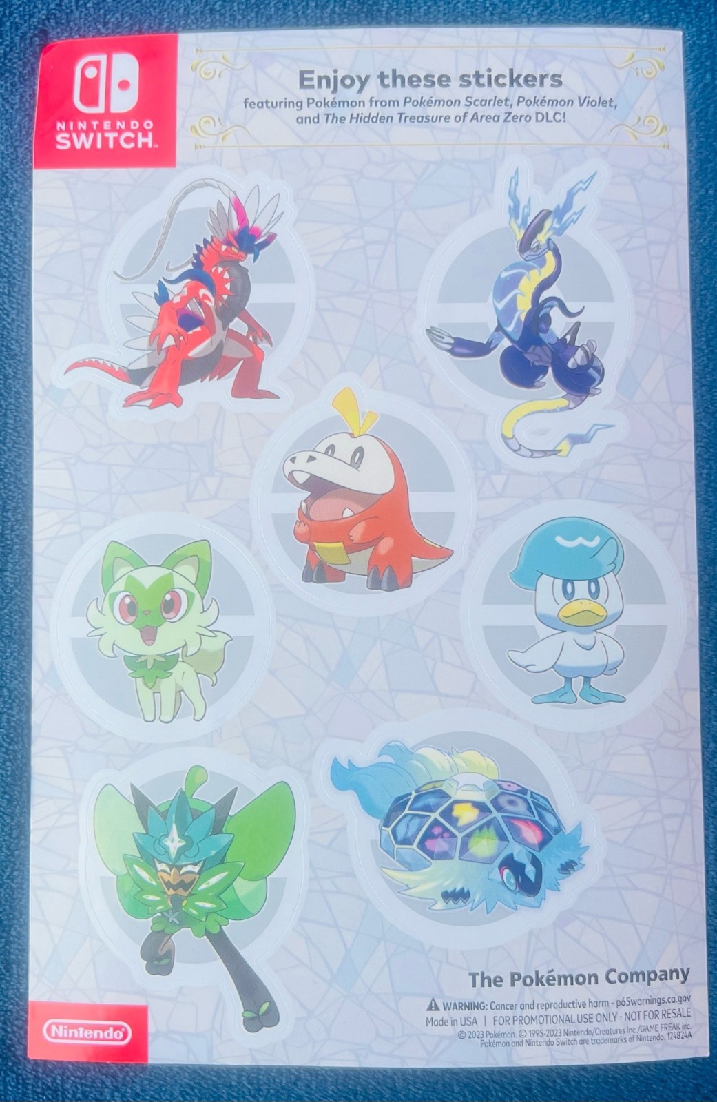Pokemon Scarlet & Violet Official Sticker Sheet Nintendo Switch NEW Gamestop