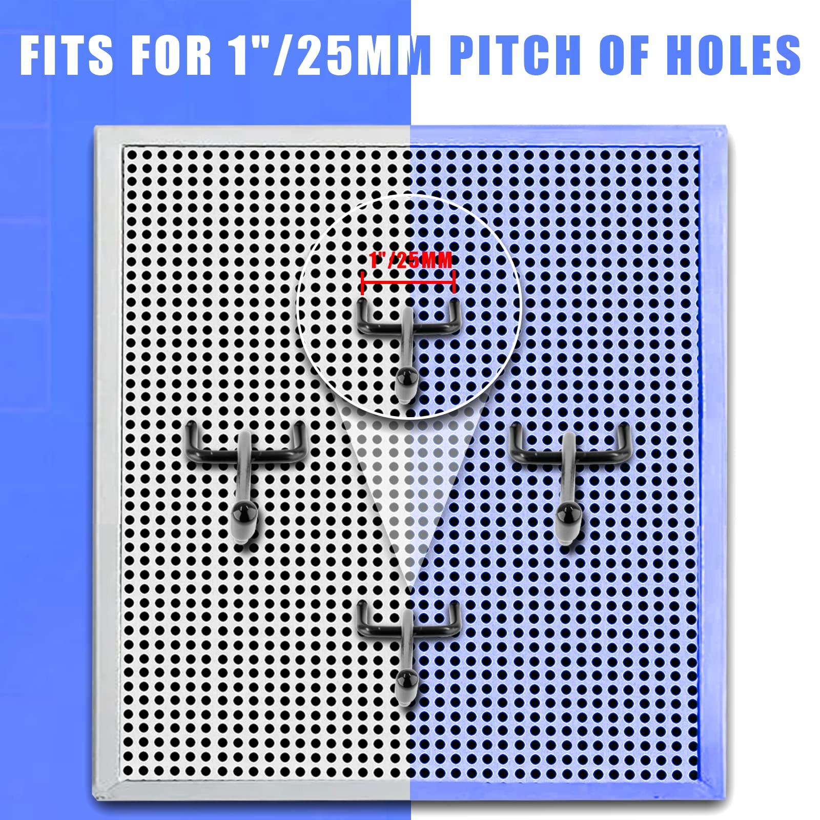 100 Pcs 4 Inch Black Pegboard Hooks for 1/4" 3/16" 1/8" Pegboard Storage