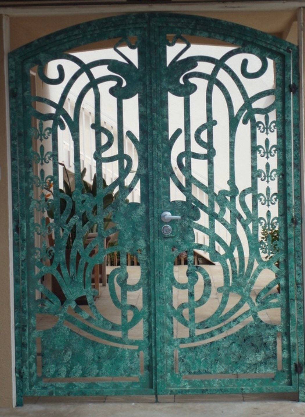 Contemporary Dual Entry Metal Gate Ornamental Iron Garden Entry Modern