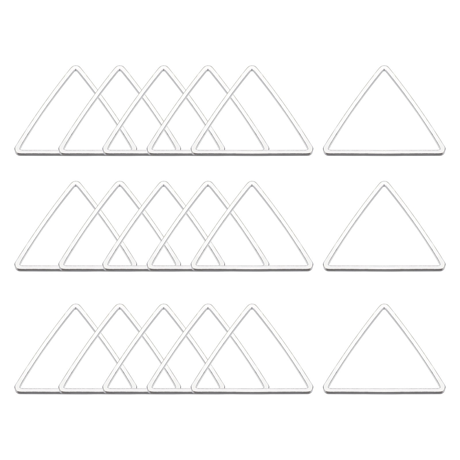Triangle Earring Beading Hoop Hollow Frame Charm 24mm/ 0.94" Silver Tone, 50pcs