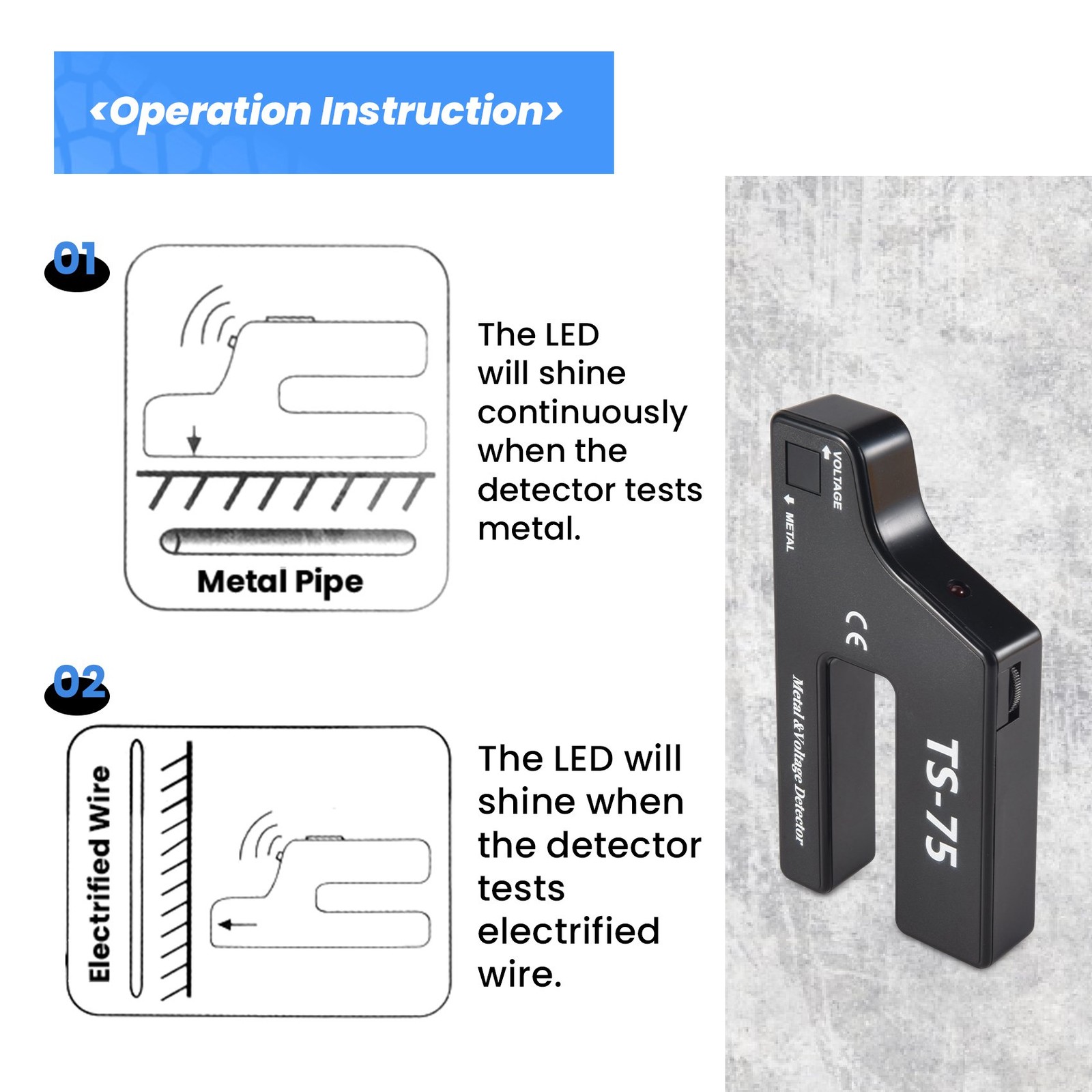 Handheld Metal Voltage Detector, Cable Pipe Wire Detection, Pipeline Wiring6087