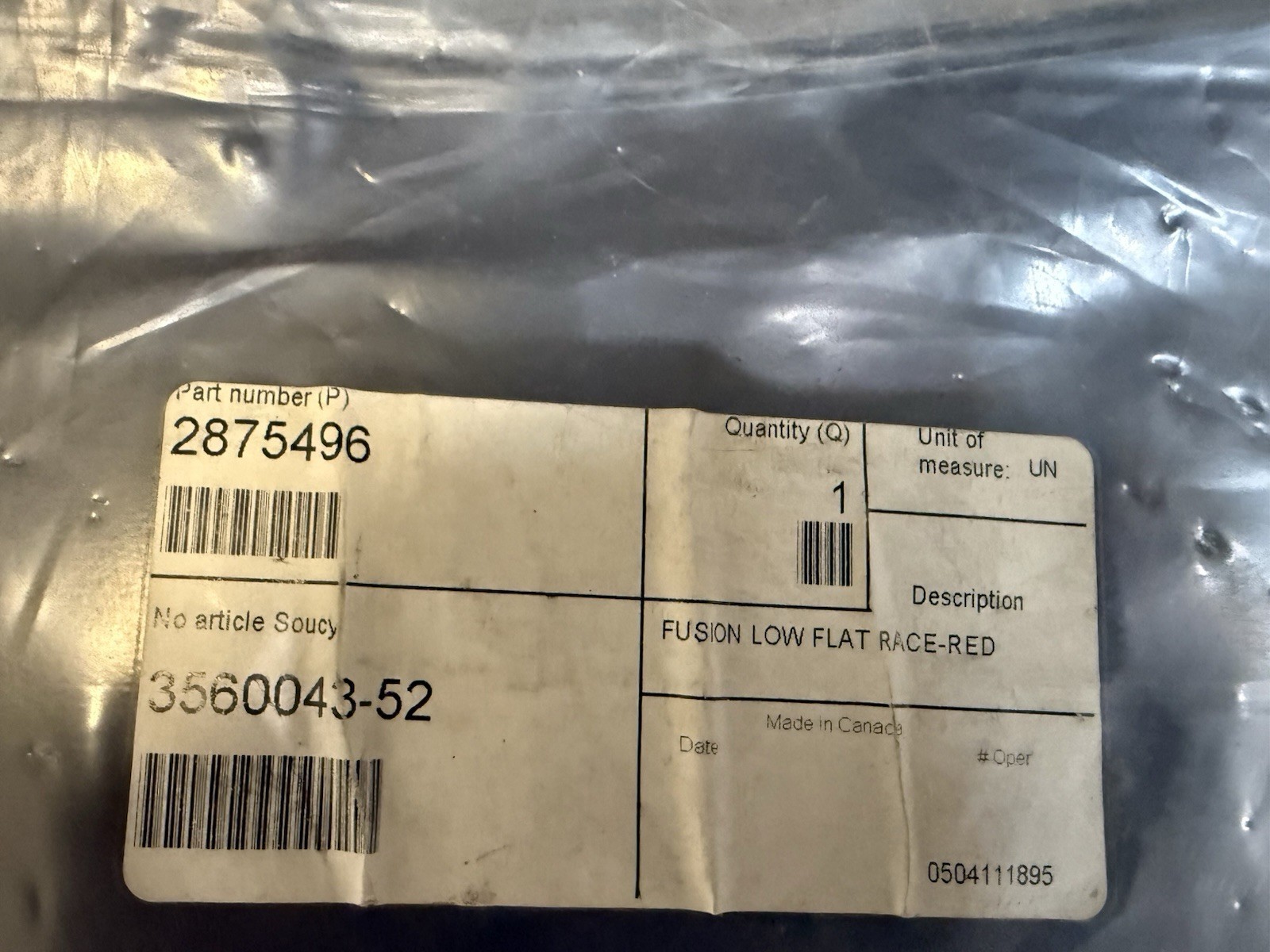 Polaris Fusion Low Flat Red Windshield Genuine Oem Model No. 2875496