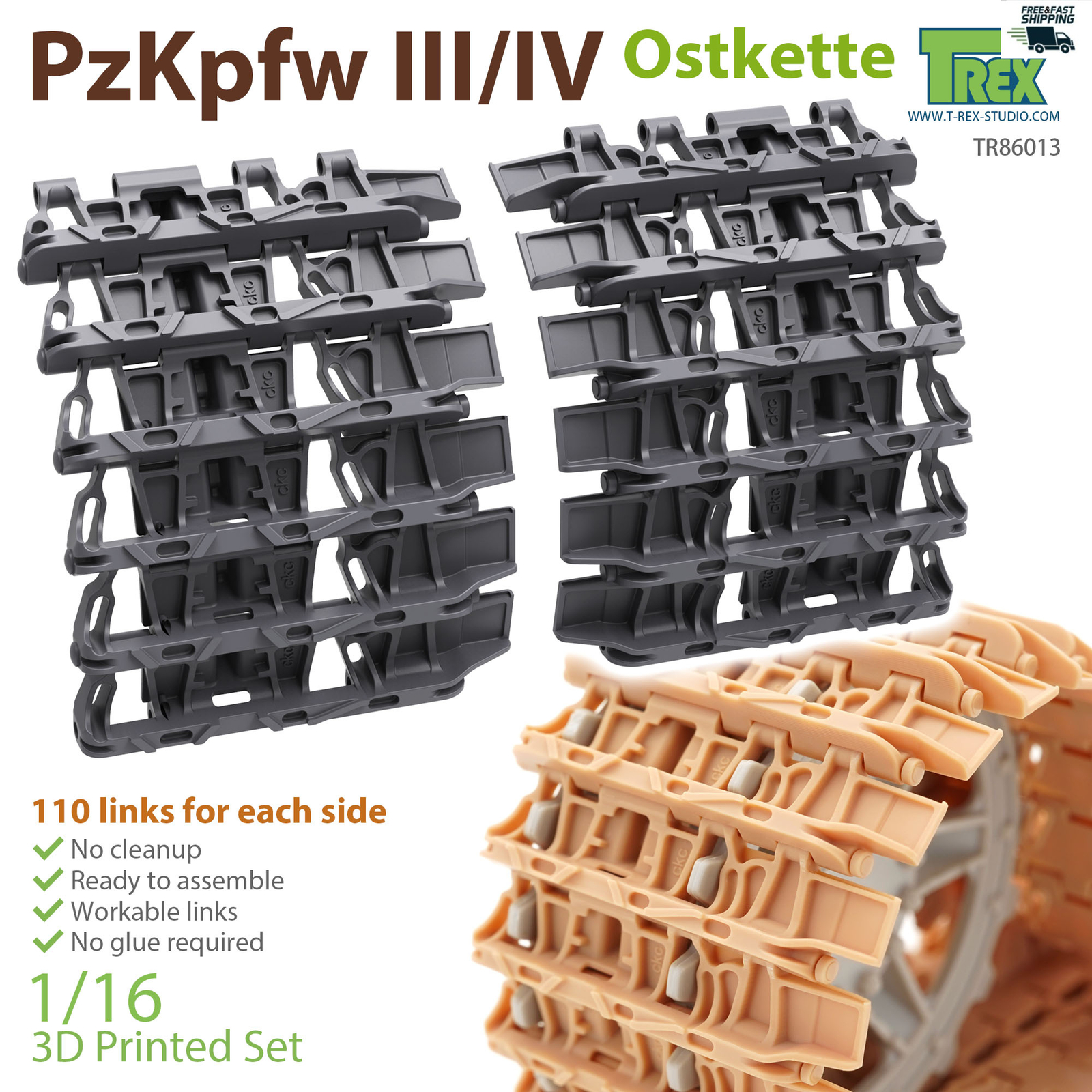 T-REX 86013 1/16 PzKpfw.III/IV Ostkette 3D Print Set