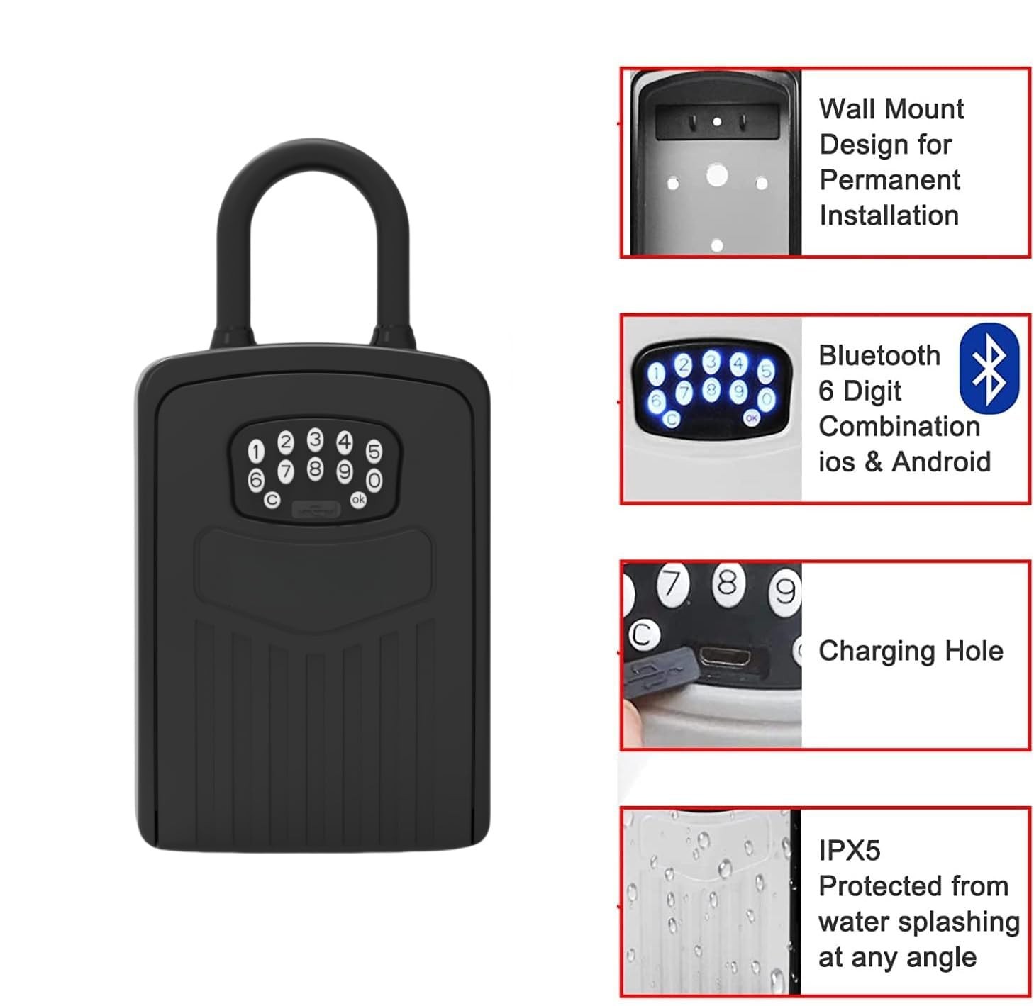 Smart Digital Lock Box for Key, APP Control Bluetooth Wireless Lock Box for K...