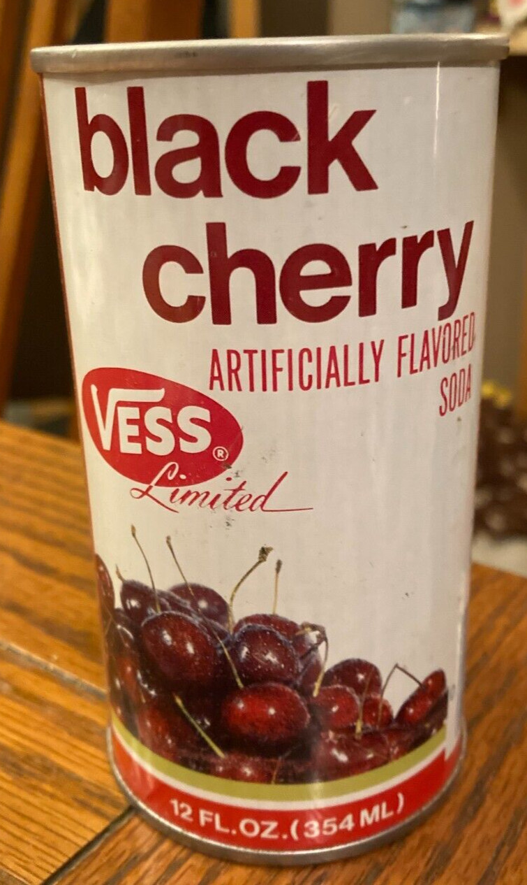VINTAGE VESS BLACK CHERRY SODA PULL TAB STEEL CAN