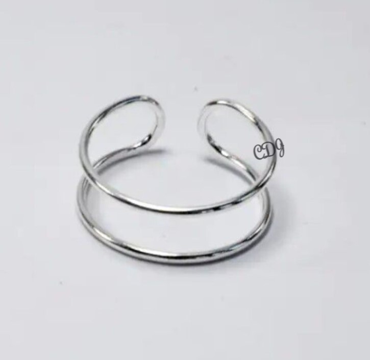 Solid Metal Women's Adjustable Toe Ring 14k White Gold Plated Silver