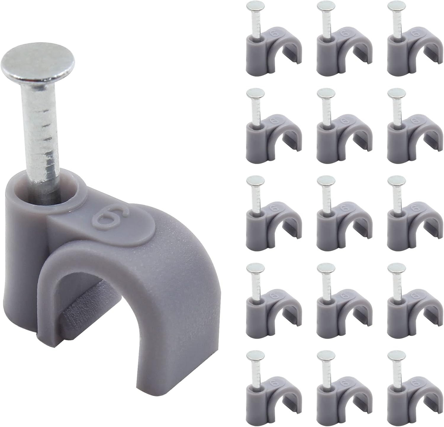 100Pcs 1/4" / 6Mm Half Clamp J-Hook with Nail, Nail in Cable Clips Ethernet Cabl