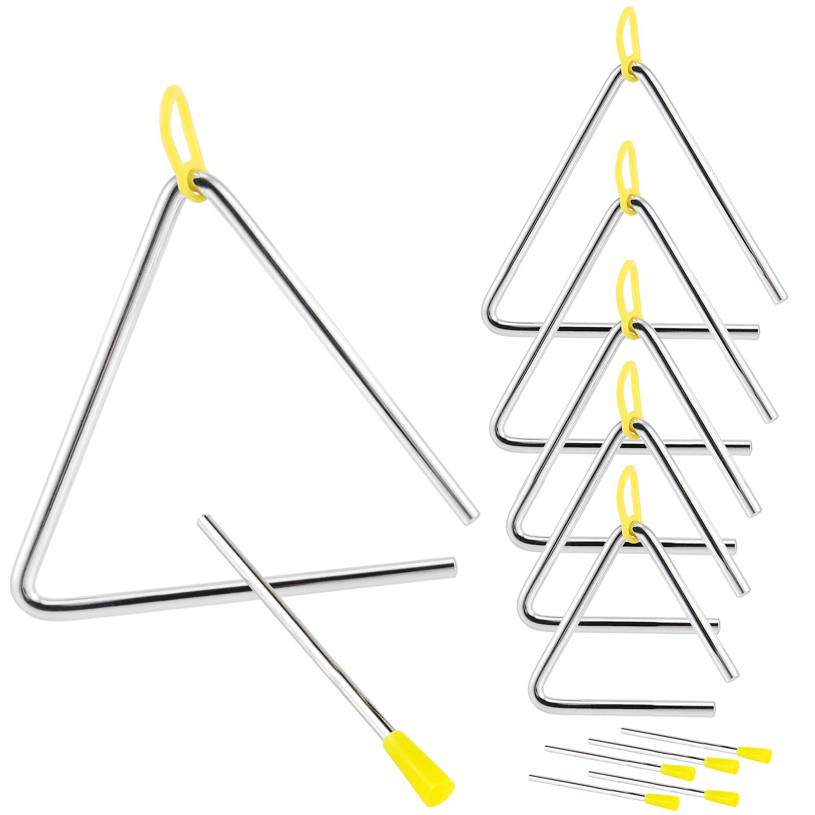 6 Pack Musical Triangle Instrument Set, 4, 5, 6, 7, 8, 9 Inch Percussion Inst...