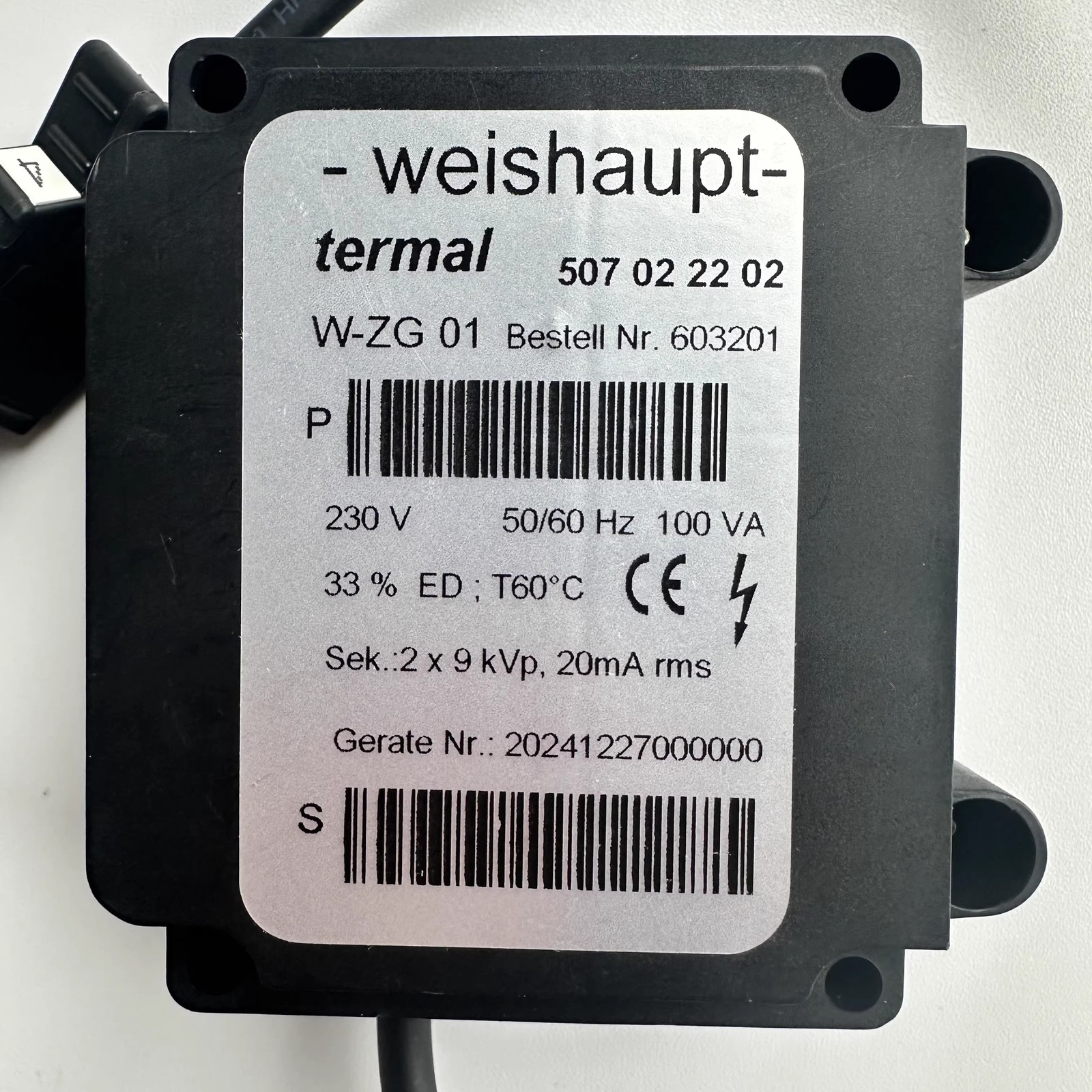 1pcs Weishaupt Ignition Transformer W-ZG01