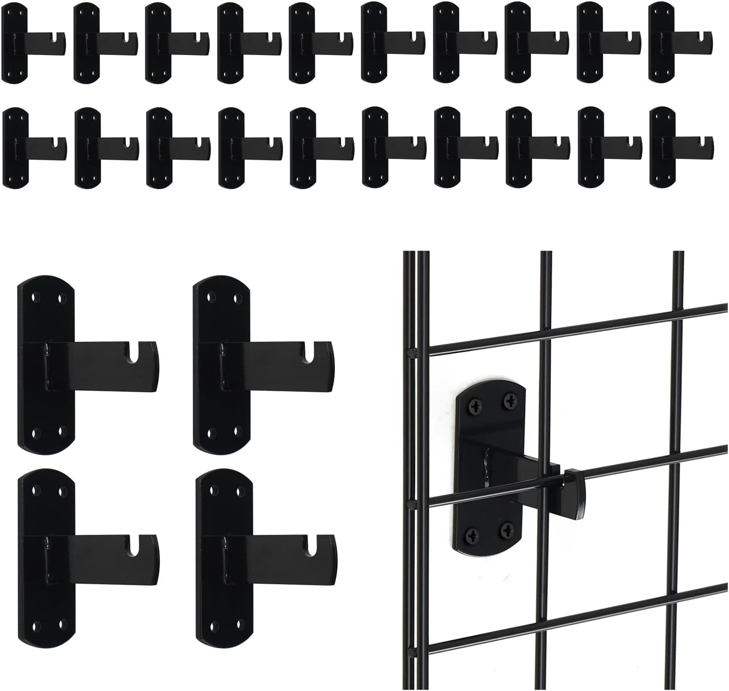 Gridwall Mount Brackets for Grid or Slatgrid Panels Black Box of 24 Pcs