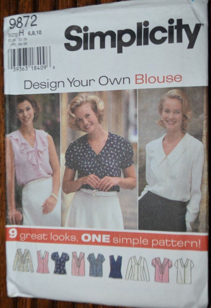 Simplicity 9872 Pattern Design Your Own Blouse Sz  6 8 10 Uncut