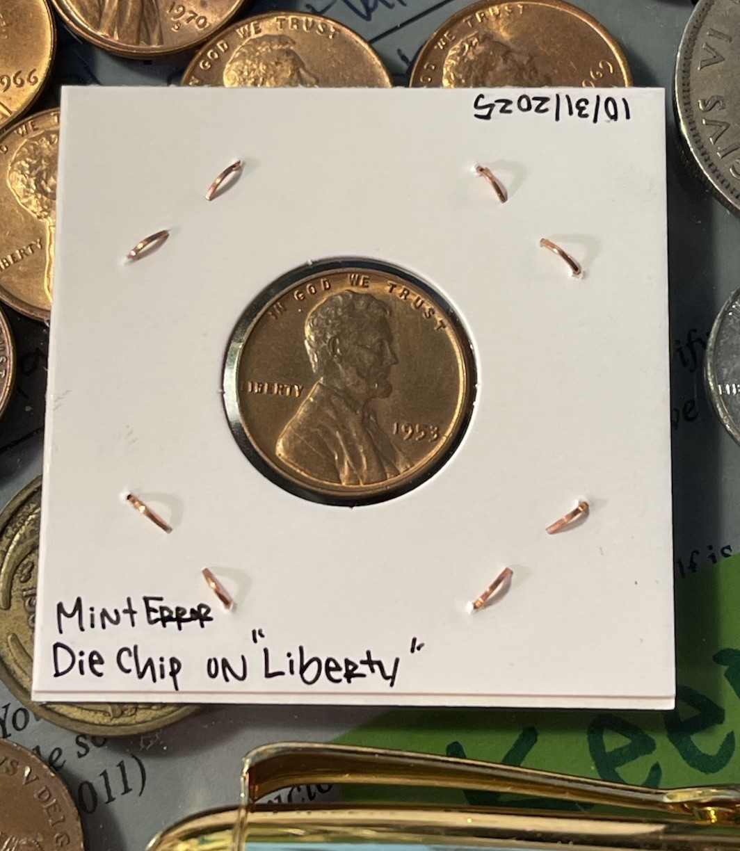 1953 Lincoln Wheat Cent - MINT ERRORS Die Crack & Die Chips Reverse & Obverse 🔥