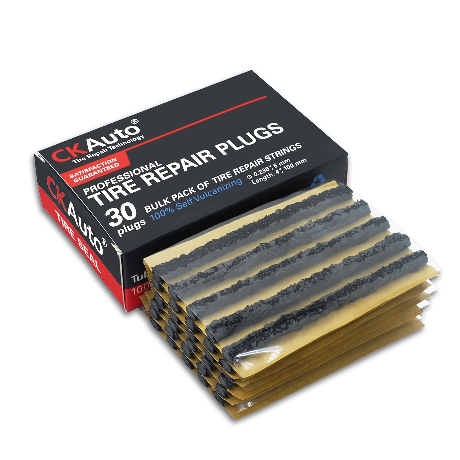 CKAuto 30pcs 4" Black Tire Repair Strings, x φ0.236" 30pcs,