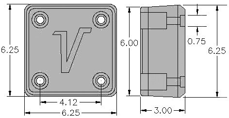 VANGUARD RDB00003 Trailer Dock Bumper Mid Stop/Turn Cavity Square 6.25" V-LOGO