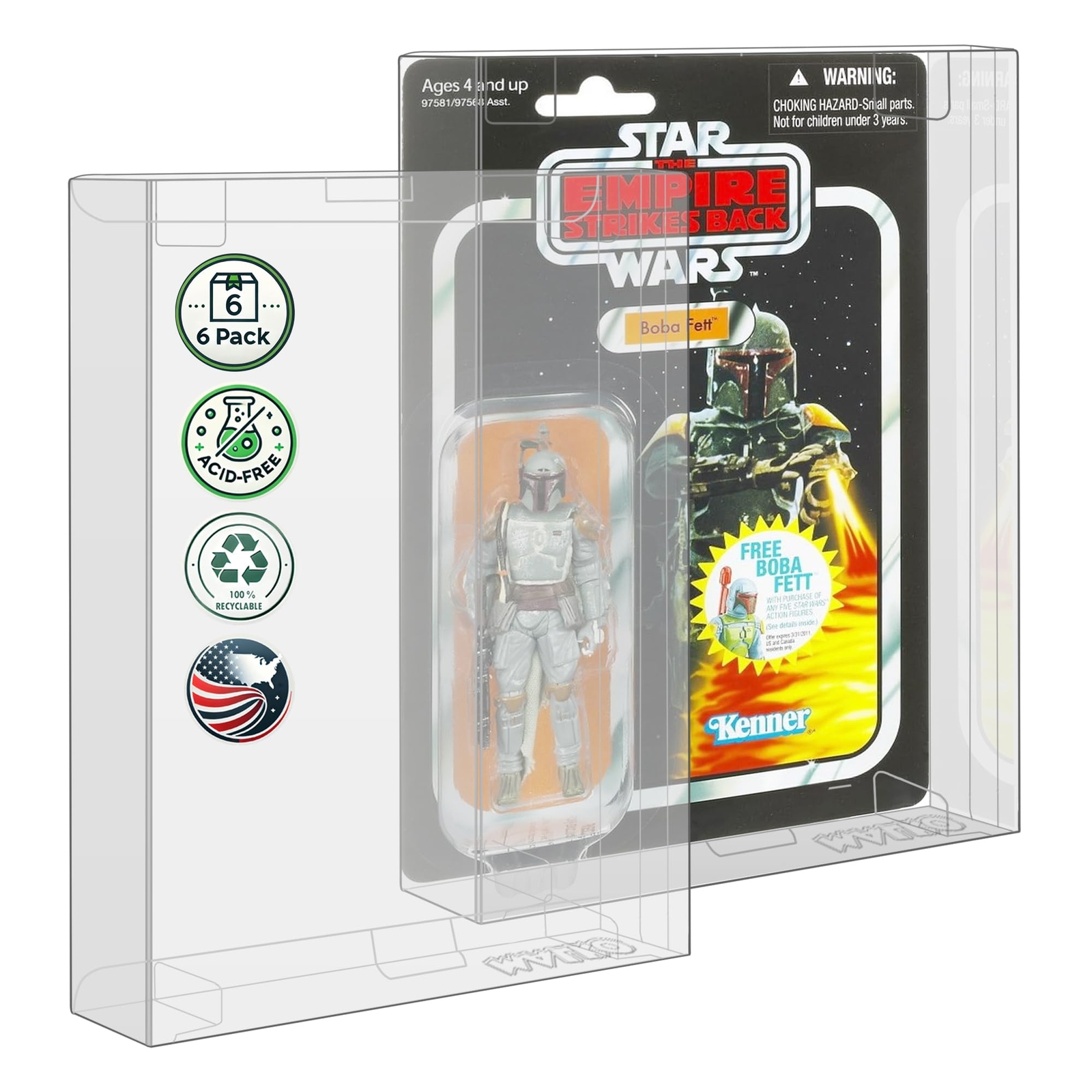 6 Pack Protector Display Case for Carded 3.75 Inch Action Figures Compatible