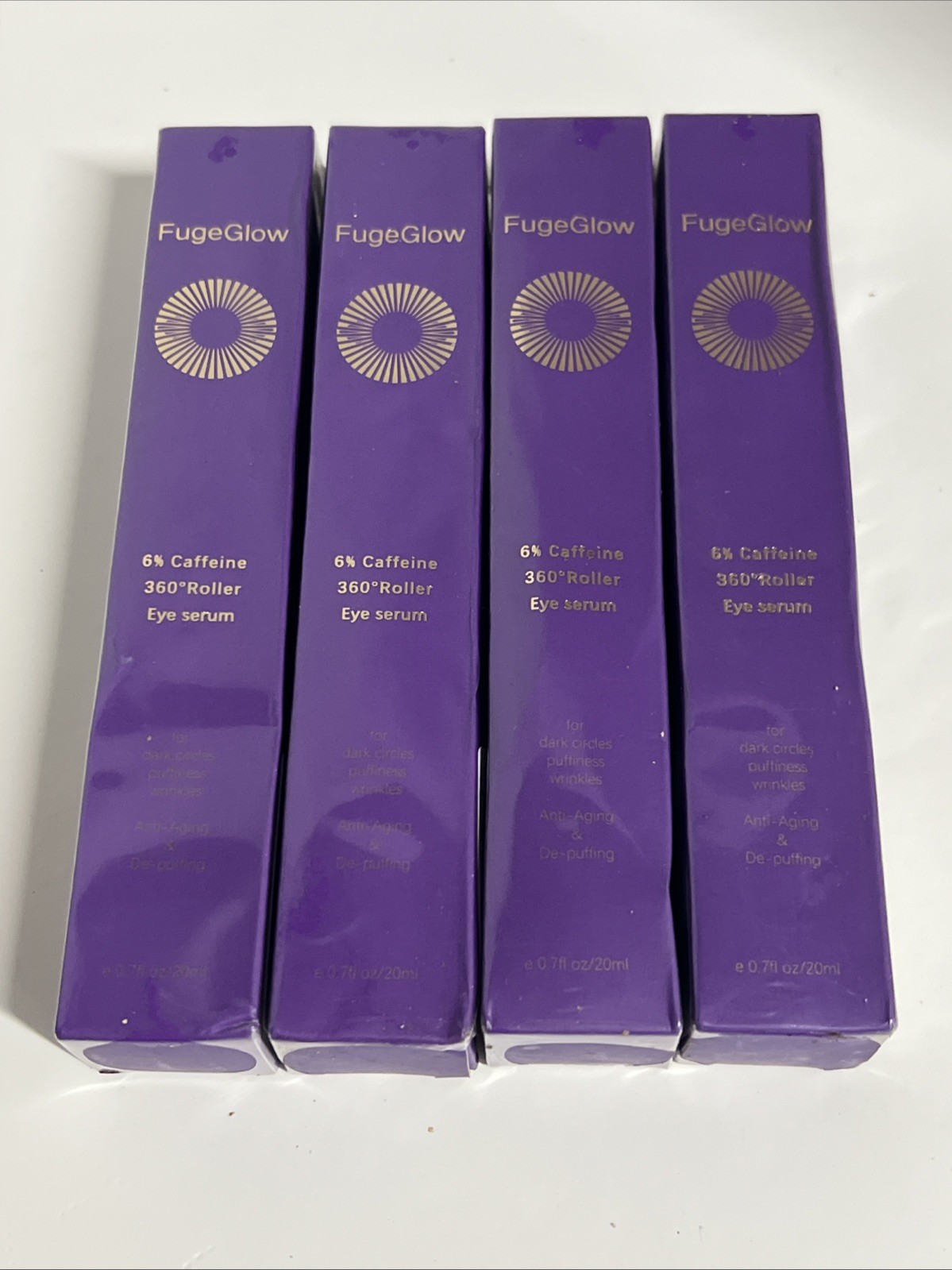 4x FugeGlow 6% Caffeine 360° Roller Eye Serum Anti-Aging Puffiness EXP 05/27