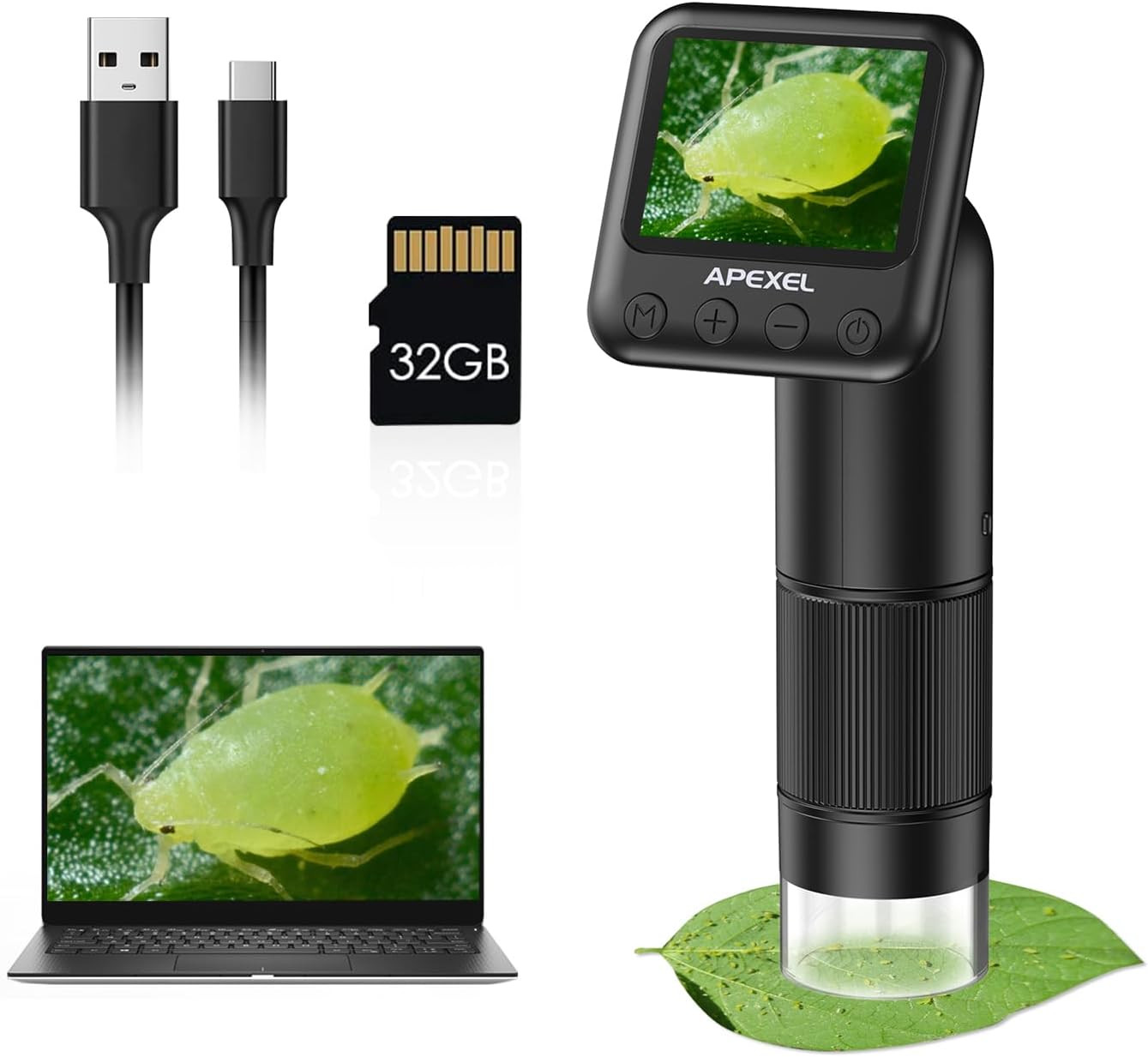 APEXEL 800X Handheld Digital Microscope with 2” LCD Screen, Pocket Portable Micr