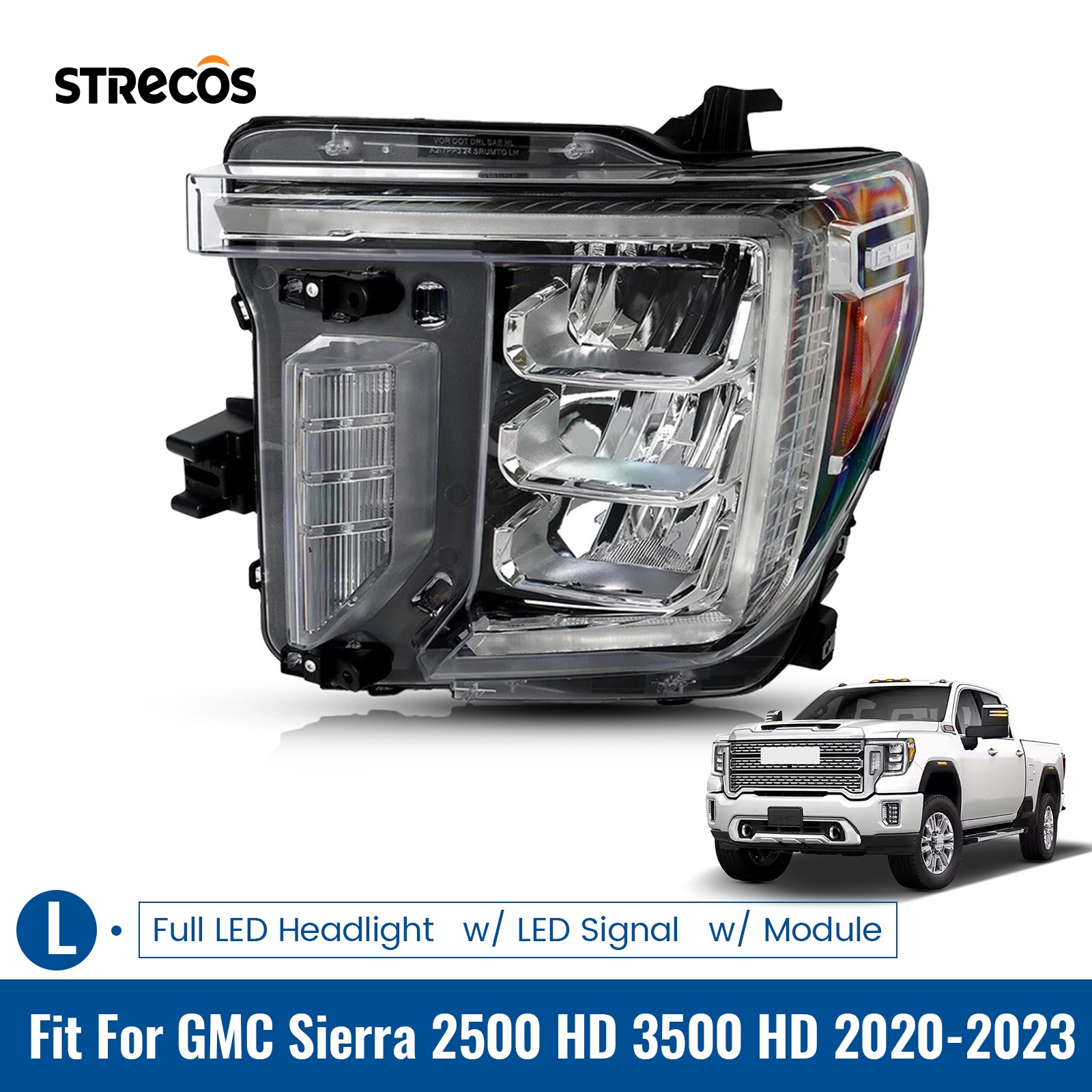 For 2020-2023 GMC Sierra 2500 HD Headlight w/ LED Signal Light Left Driver Side